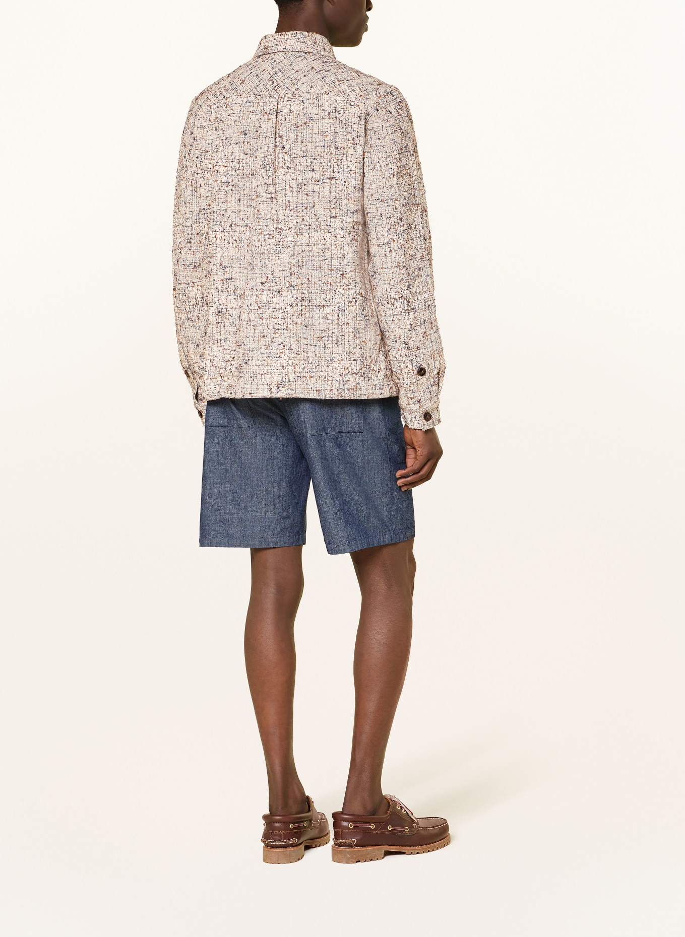 MOS MOSH Gallery Bouclé-Overshirt MMGWILSON: ECRU / BRAUN / DUNKELBLAU