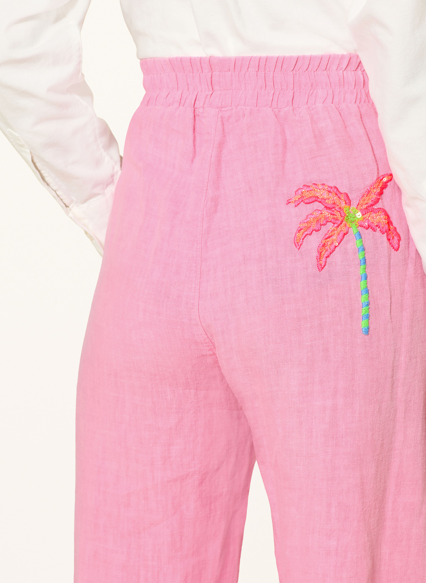 Grace Linen marlena pants with sequins: PINK / NEON PINK / NEON GREEN