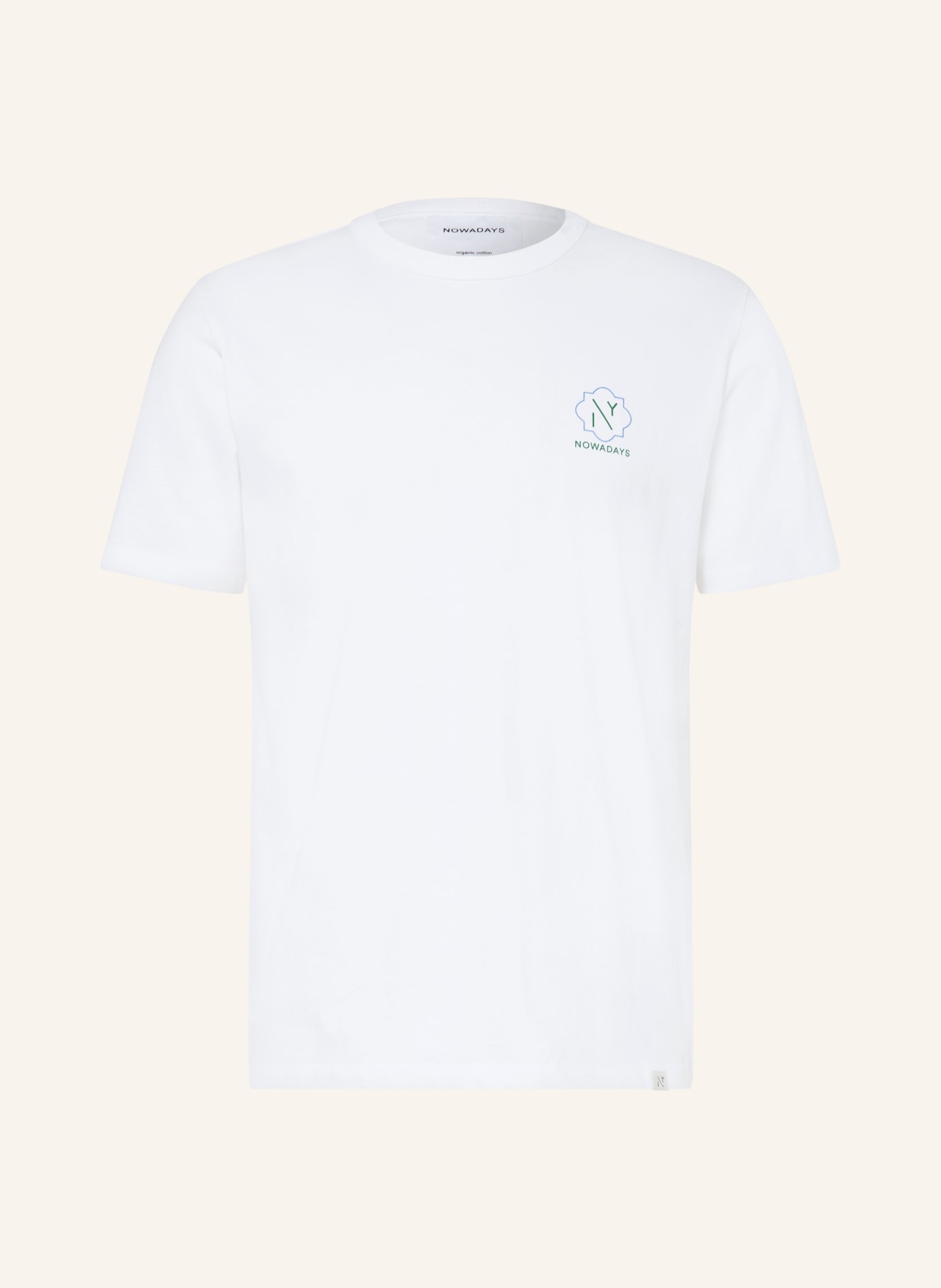 NOWADAYS T-shirt: WIT / GROEN / BLAUW