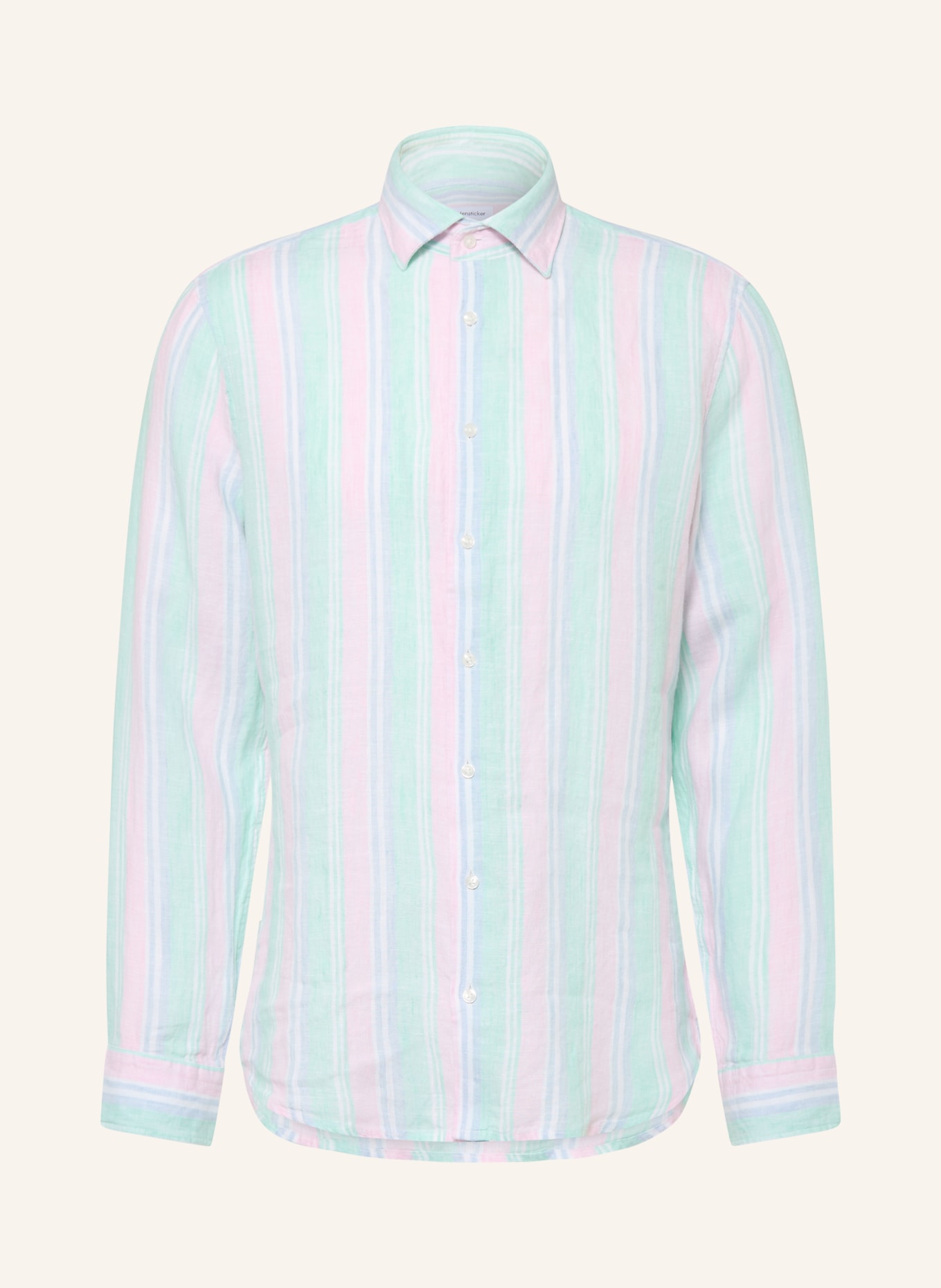 seidensticker Linnen overhemd Shaped Fit: MINT / ROZE / LICHTBLAUW