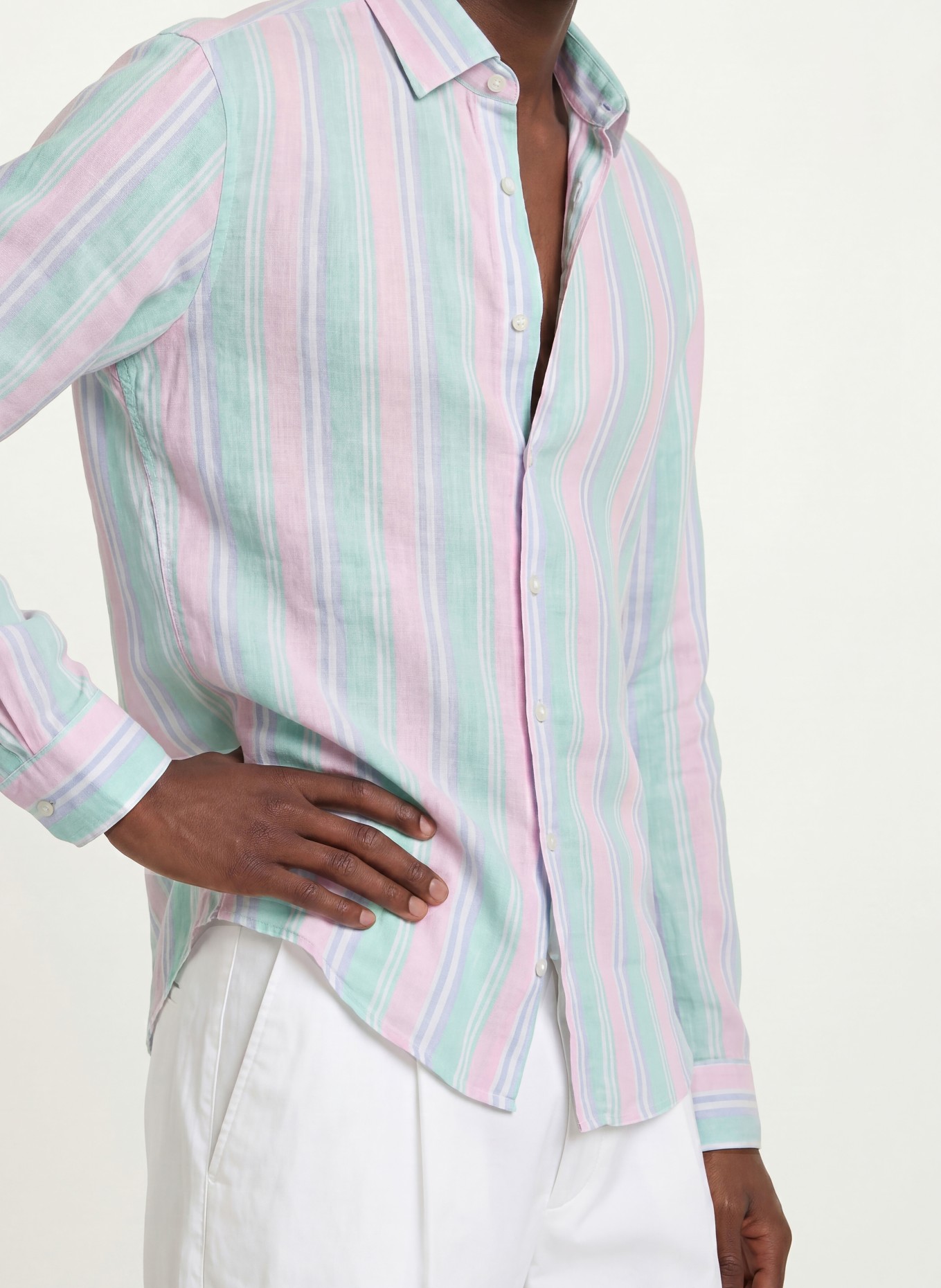 seidensticker Linnen overhemd Shaped Fit: MINT / ROZE / LICHTBLAUW
