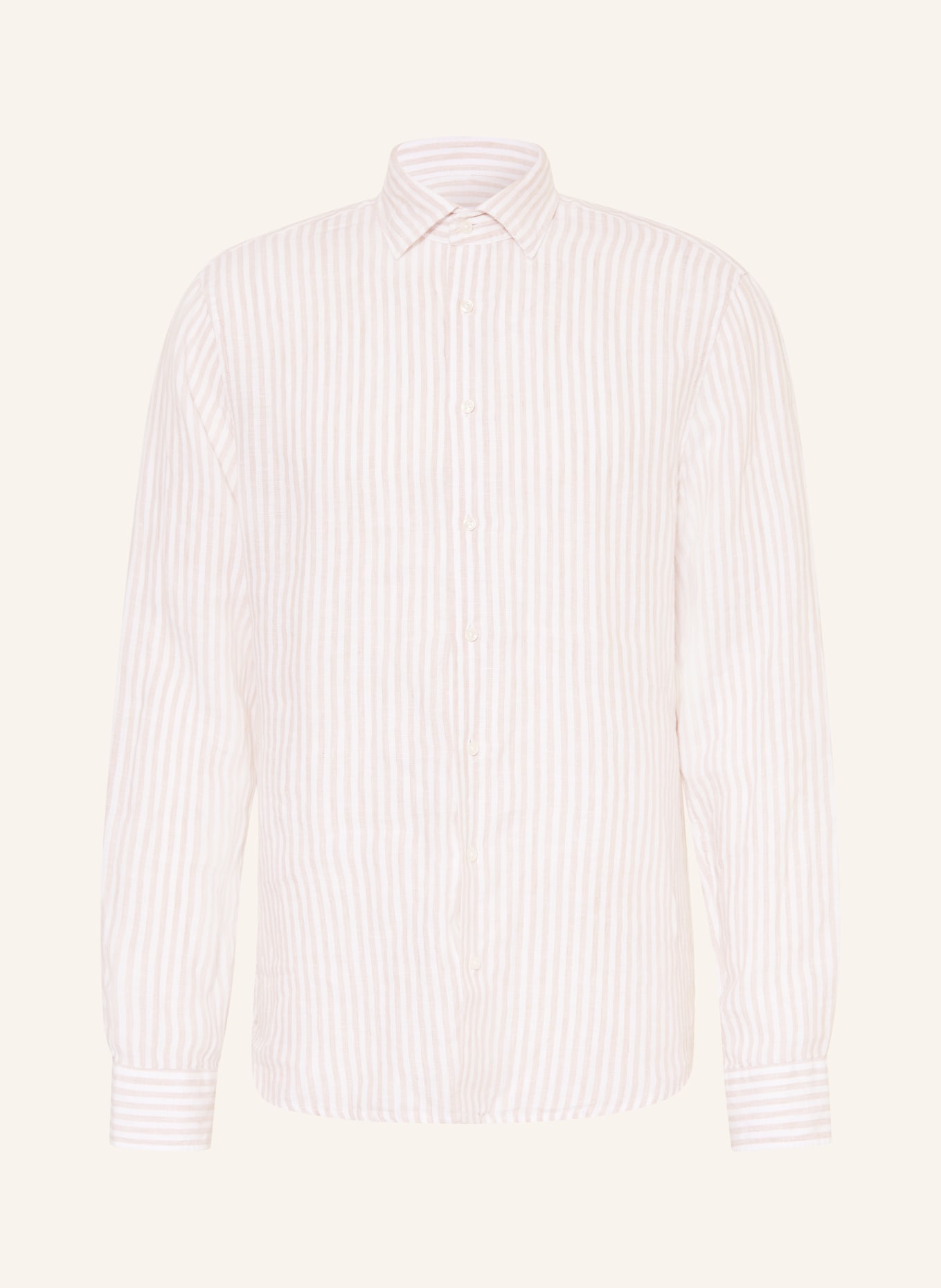 seidensticker Leinenhemd Shaped Fit: BEIGE / WEISS
