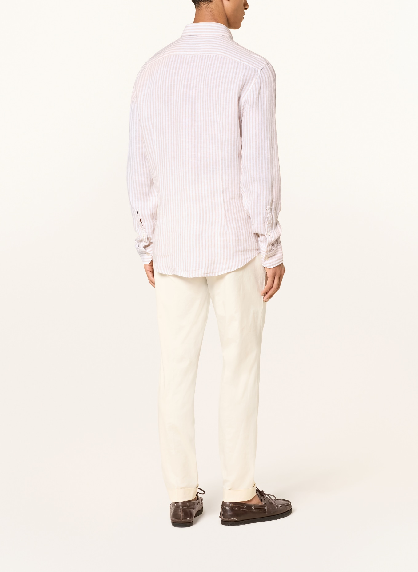 seidensticker Leinenhemd Shaped Fit: BEIGE / WEISS