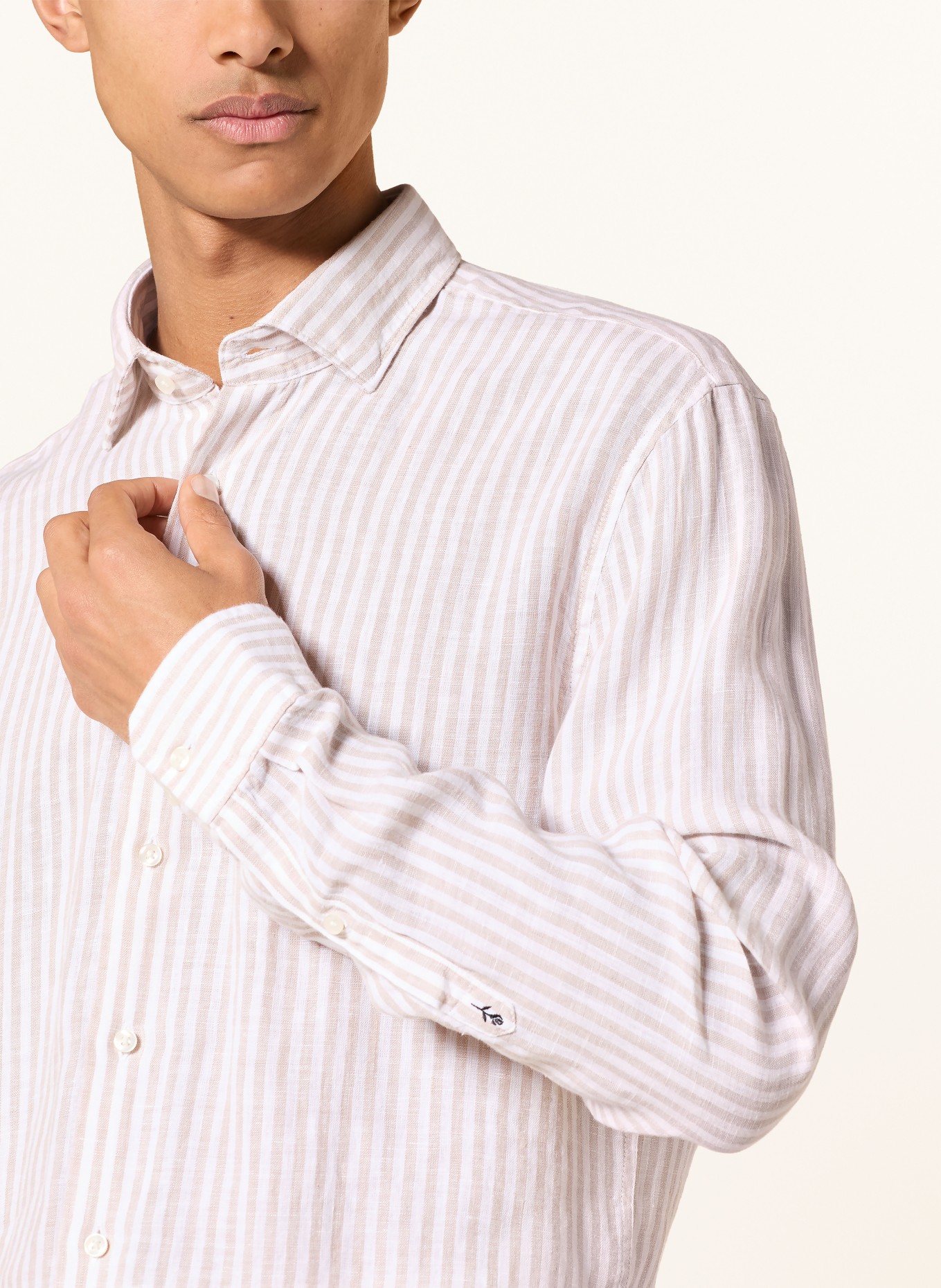 seidensticker Leinenhemd Shaped Fit: BEIGE / WEISS
