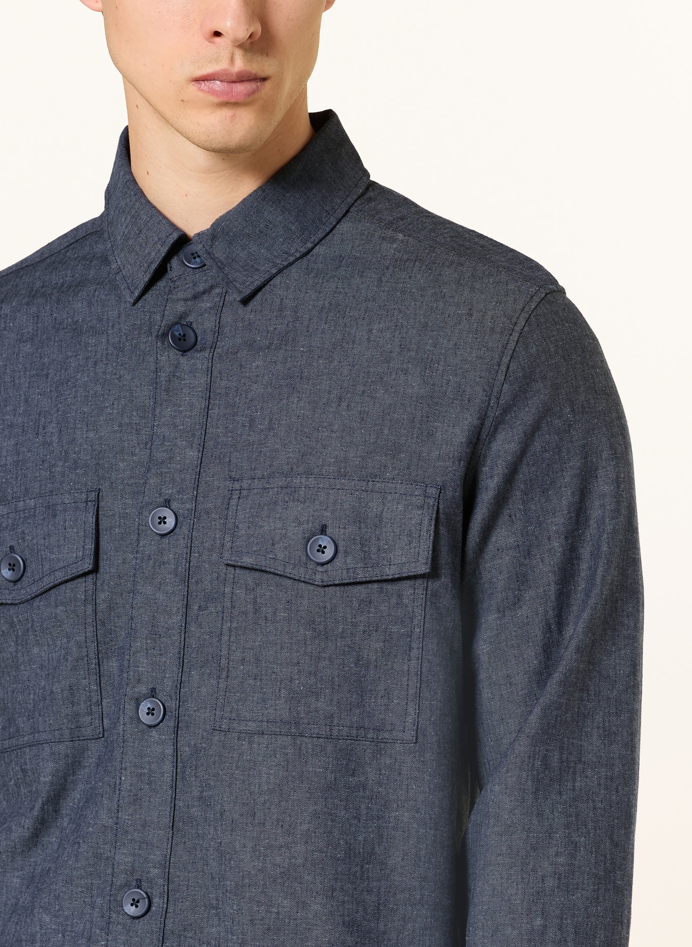 OLYMP Overshirt Regular Fit: DUNKELBLAU