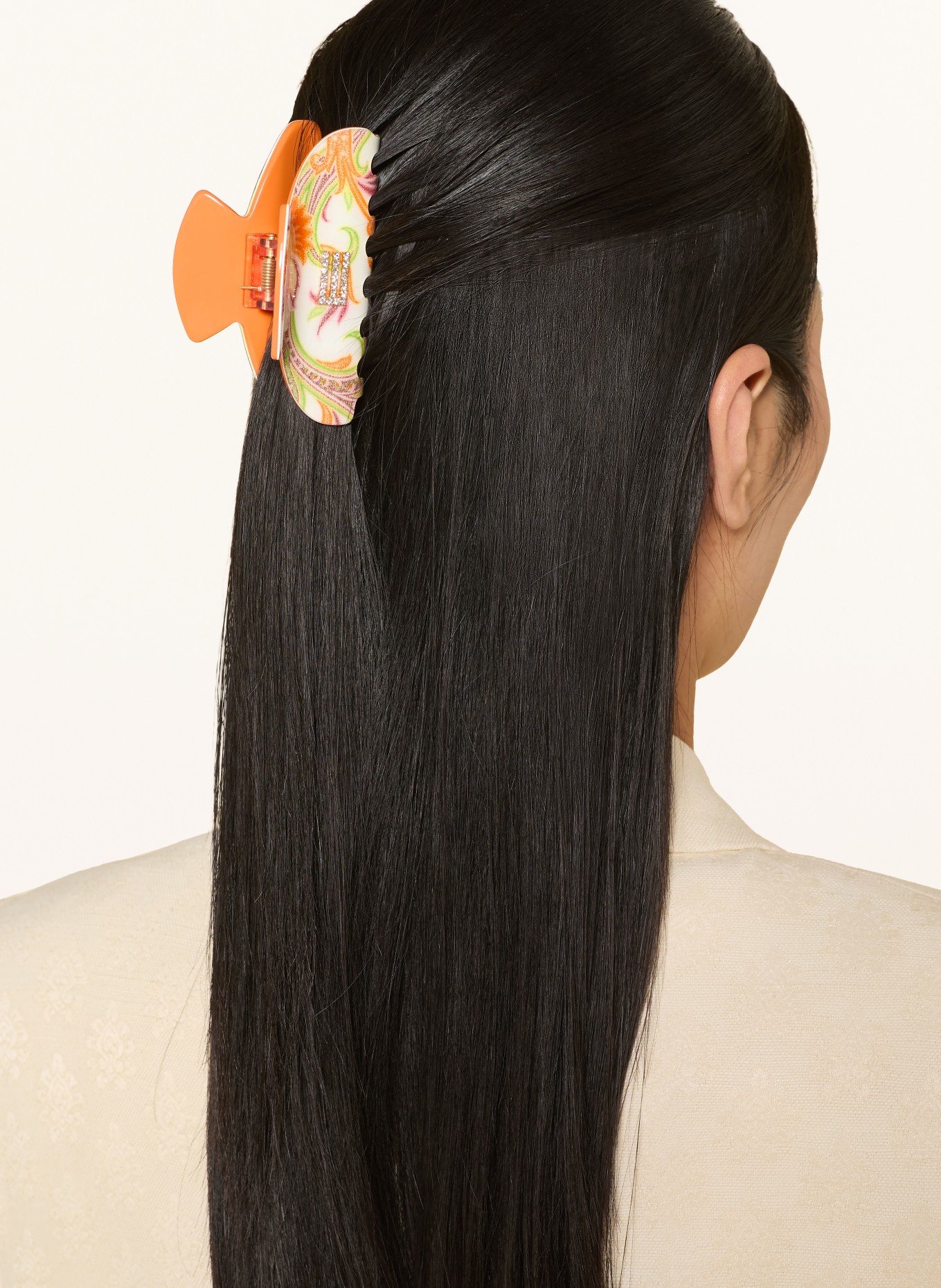 ETRO Haarclip met sierstenen: LICHTGROEN / ORANJE / WIT