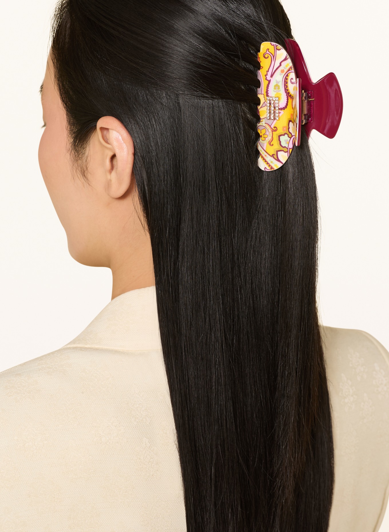 ETRO Haarclip met sierstenen: GEEL / CRÈME / DONKERROOD