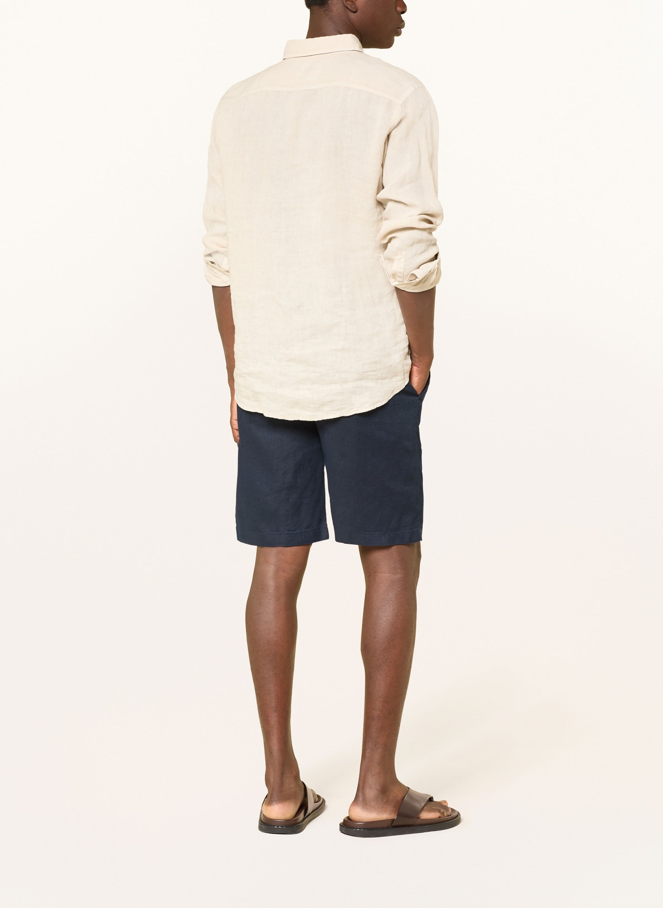 BOSS Chinoshorts CHINO Tapered Fit mit Leinen: DUNKELBLAU