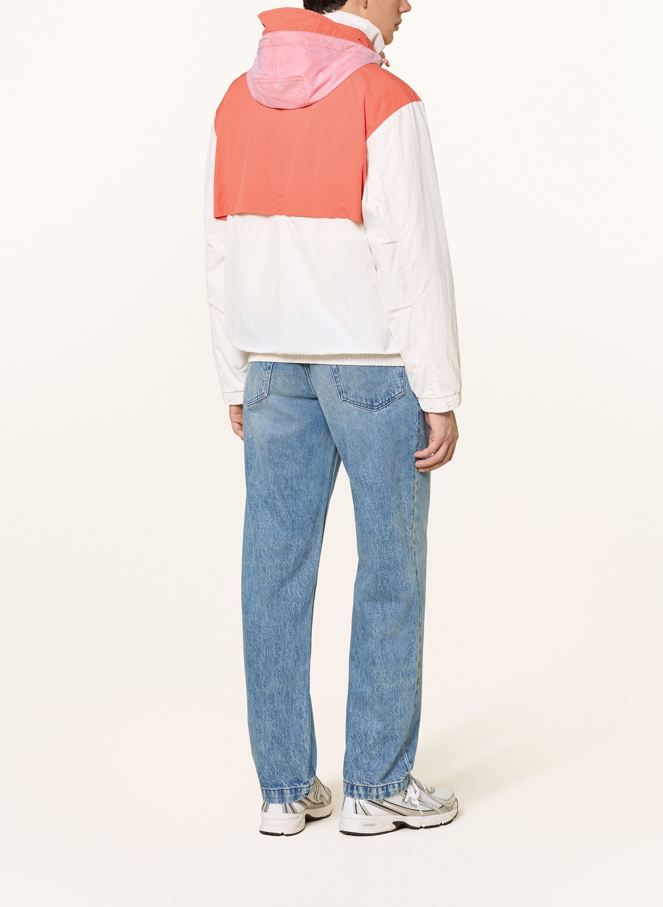 BOSS Blouson OBERLE mit abnehmbarer Kapuze: WEISS / HELLROT