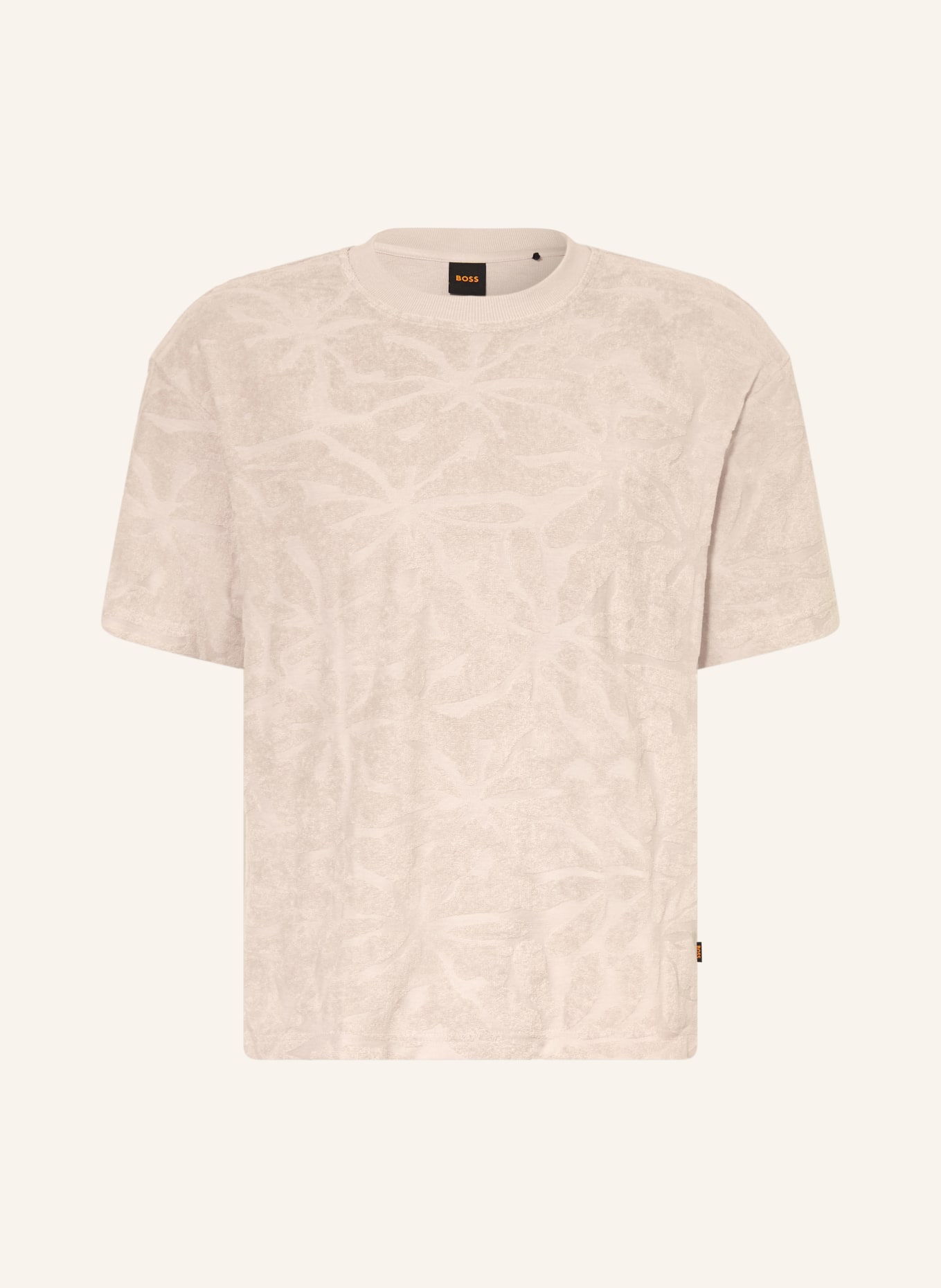 BOSS Koszulka FLOWER z frotte: BEŻOWY