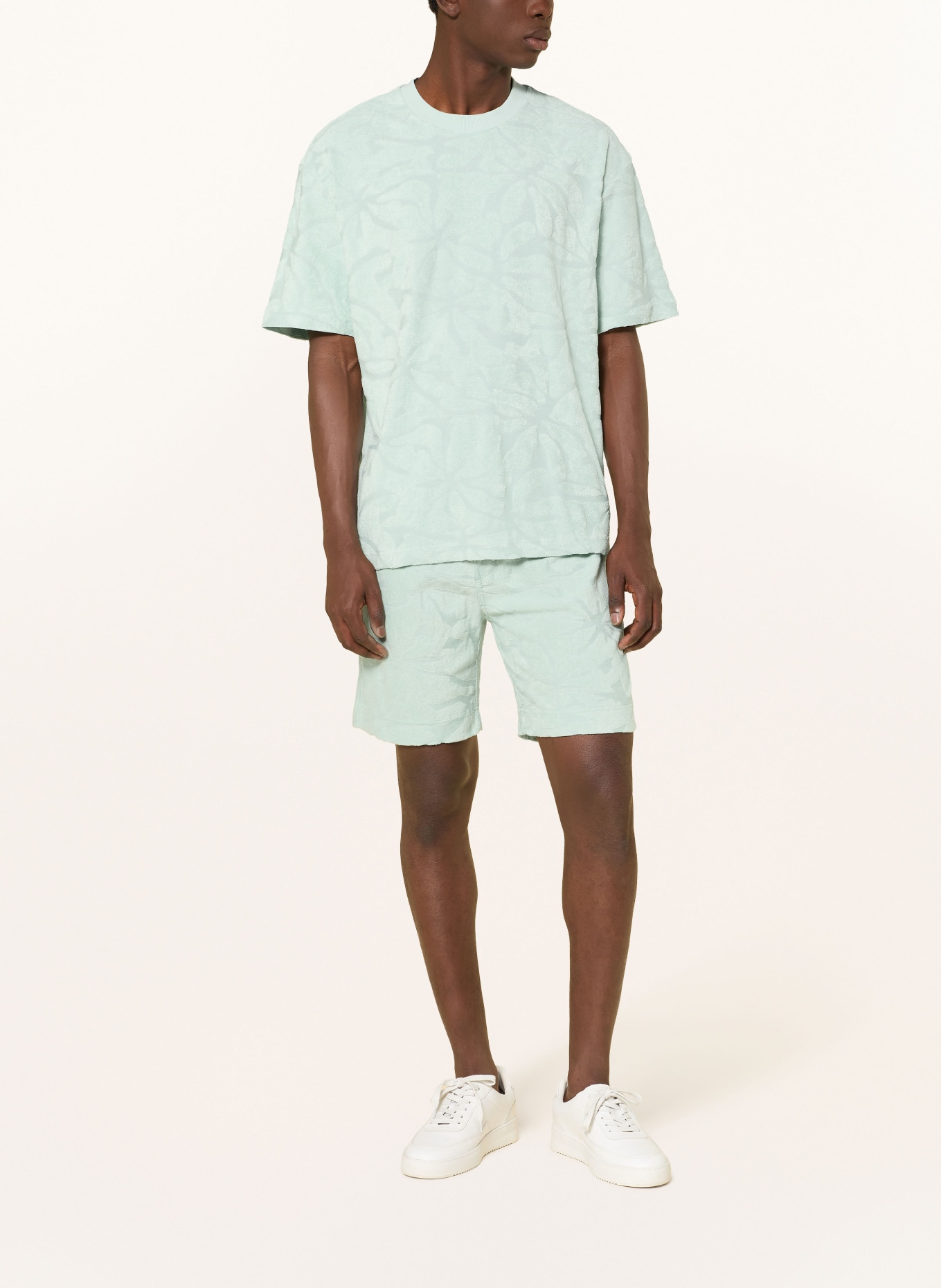 BOSS T-Shirt FLOWER aus Frottee: MINT
