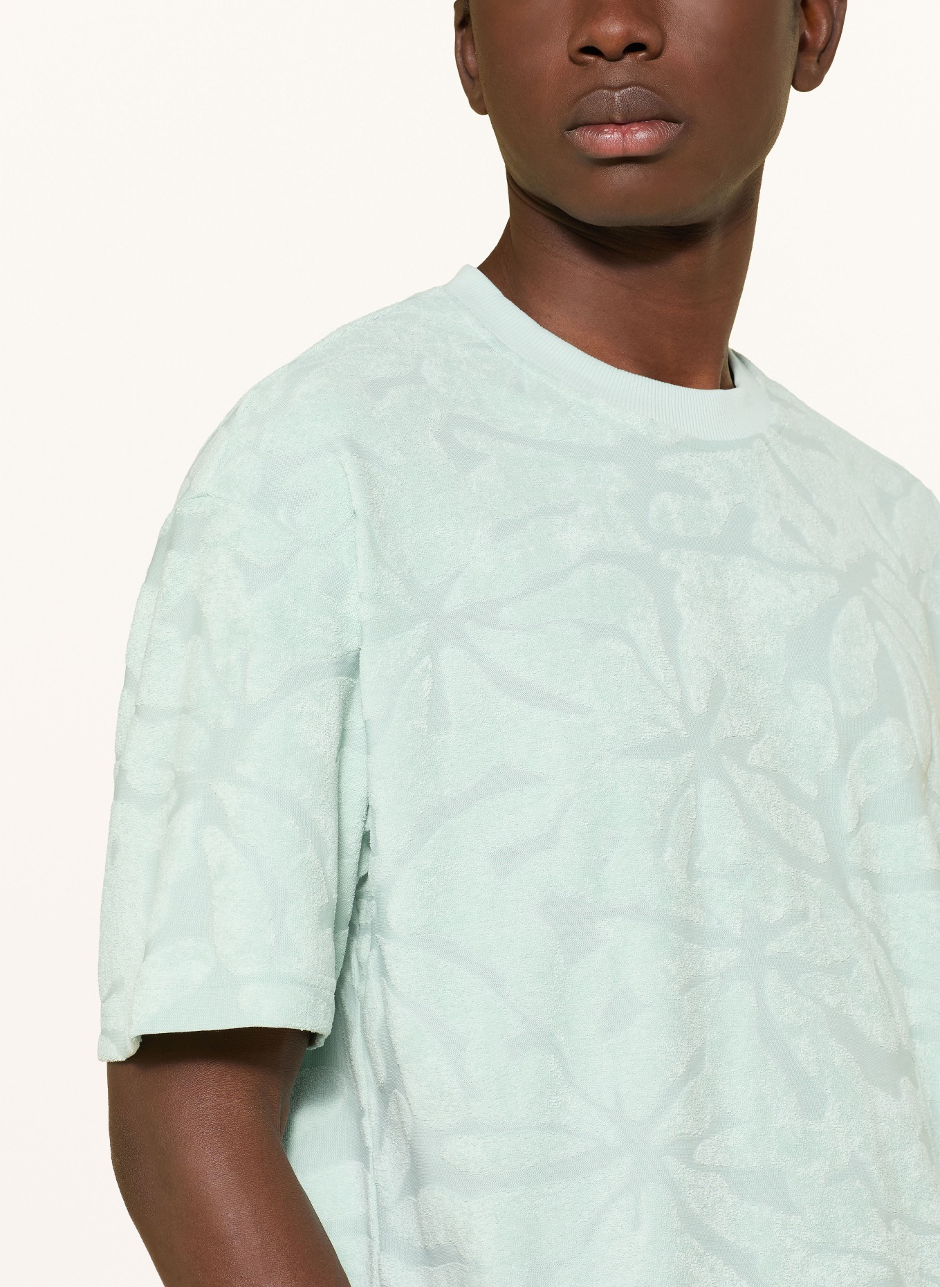 BOSS T-Shirt FLOWER aus Frottee: MINT