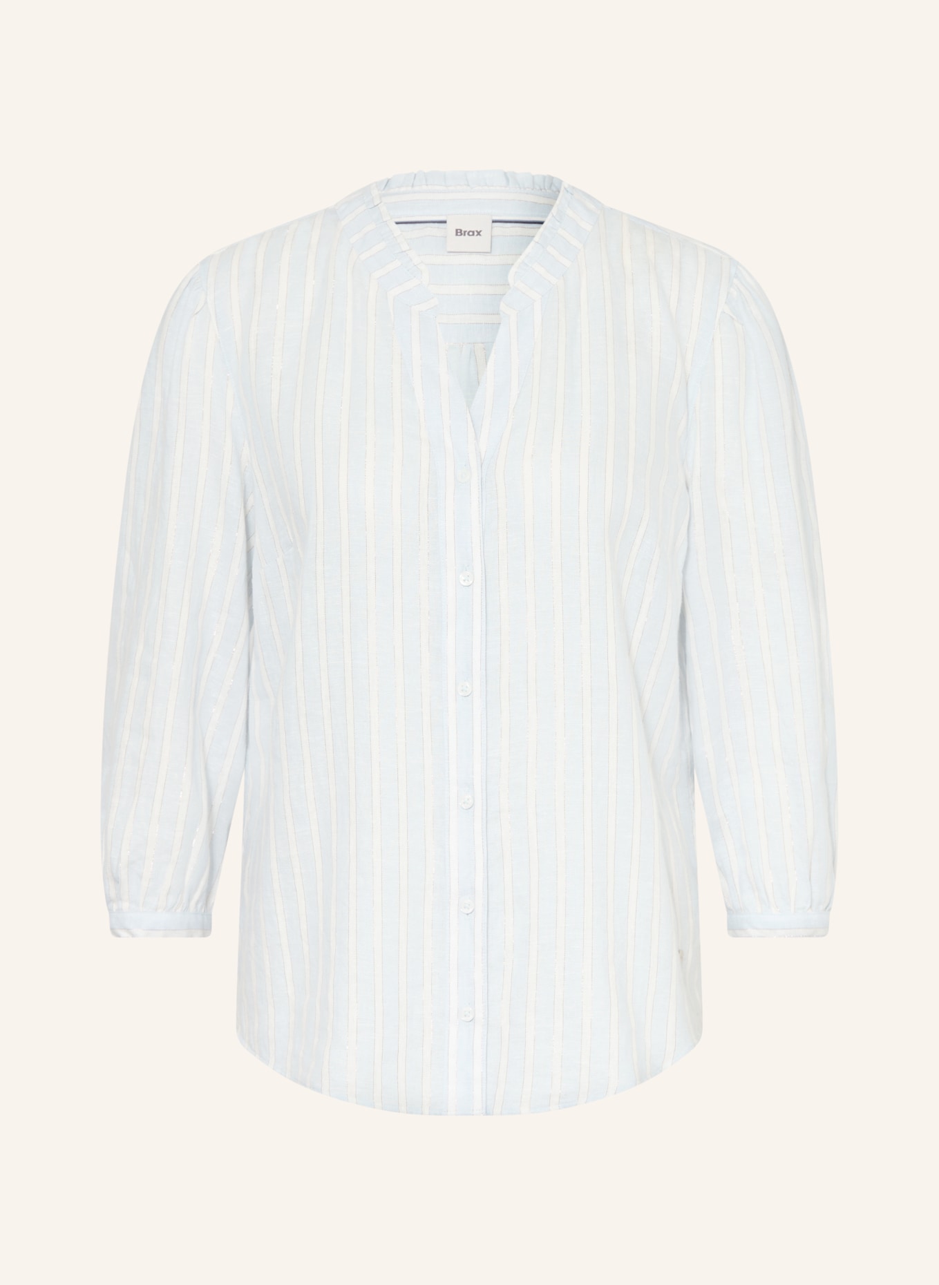 BRAX VIOLET blouse with linen and glitter thread: LIGHT BLUE / WHITE