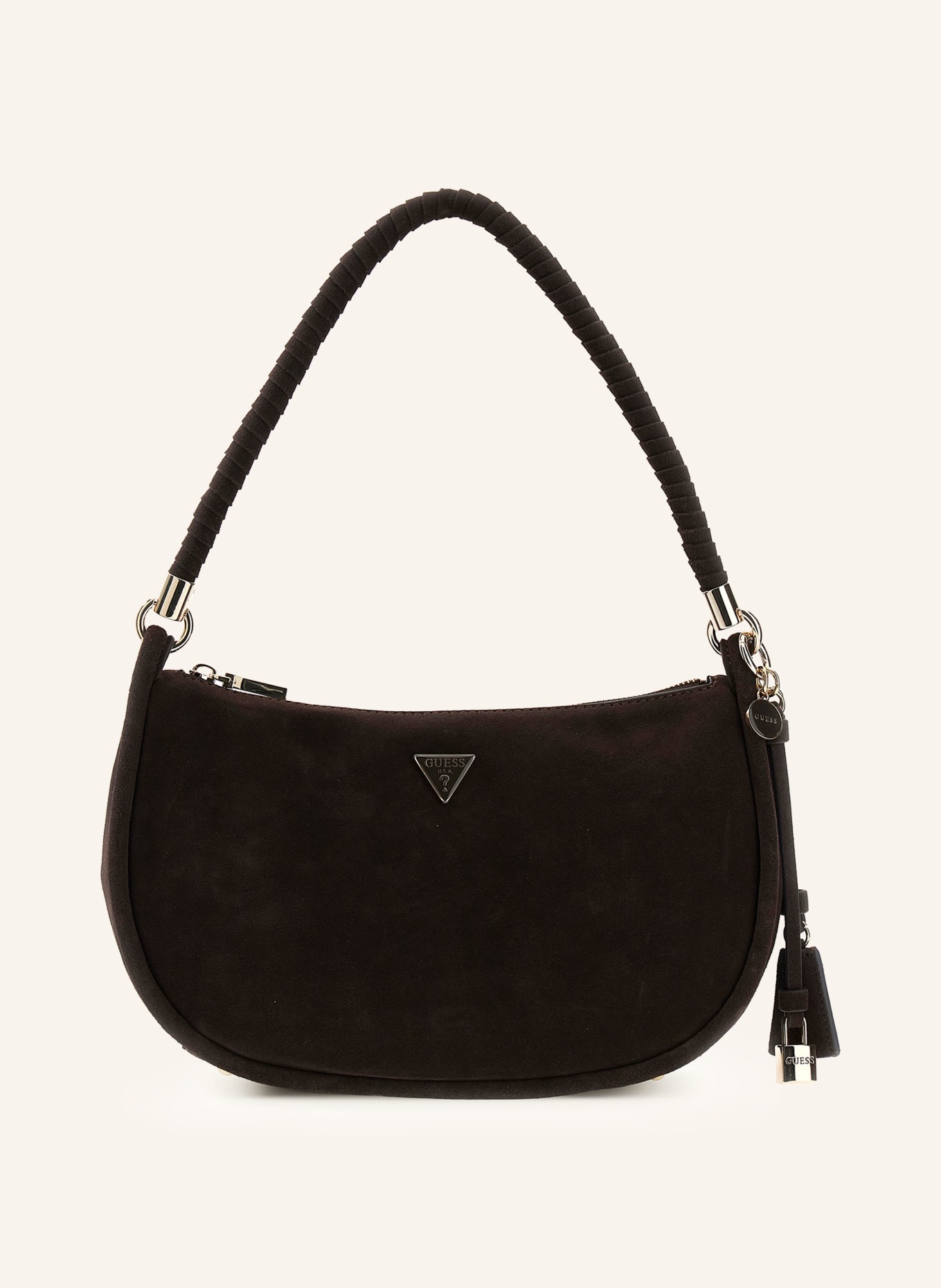 GUESS DANYA Shoulder Bag: DARK BROWN / GOLD