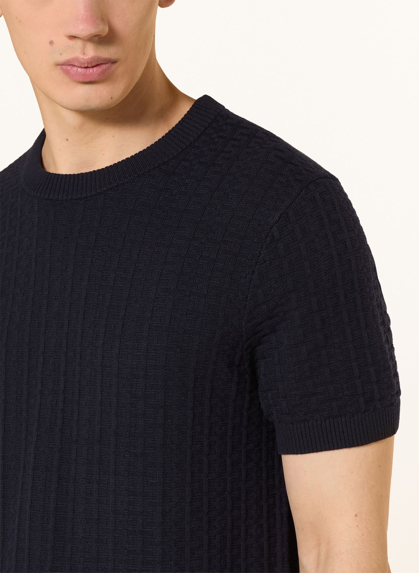 STRELLSON Strickshirt ROBAS: DUNKELBLAU