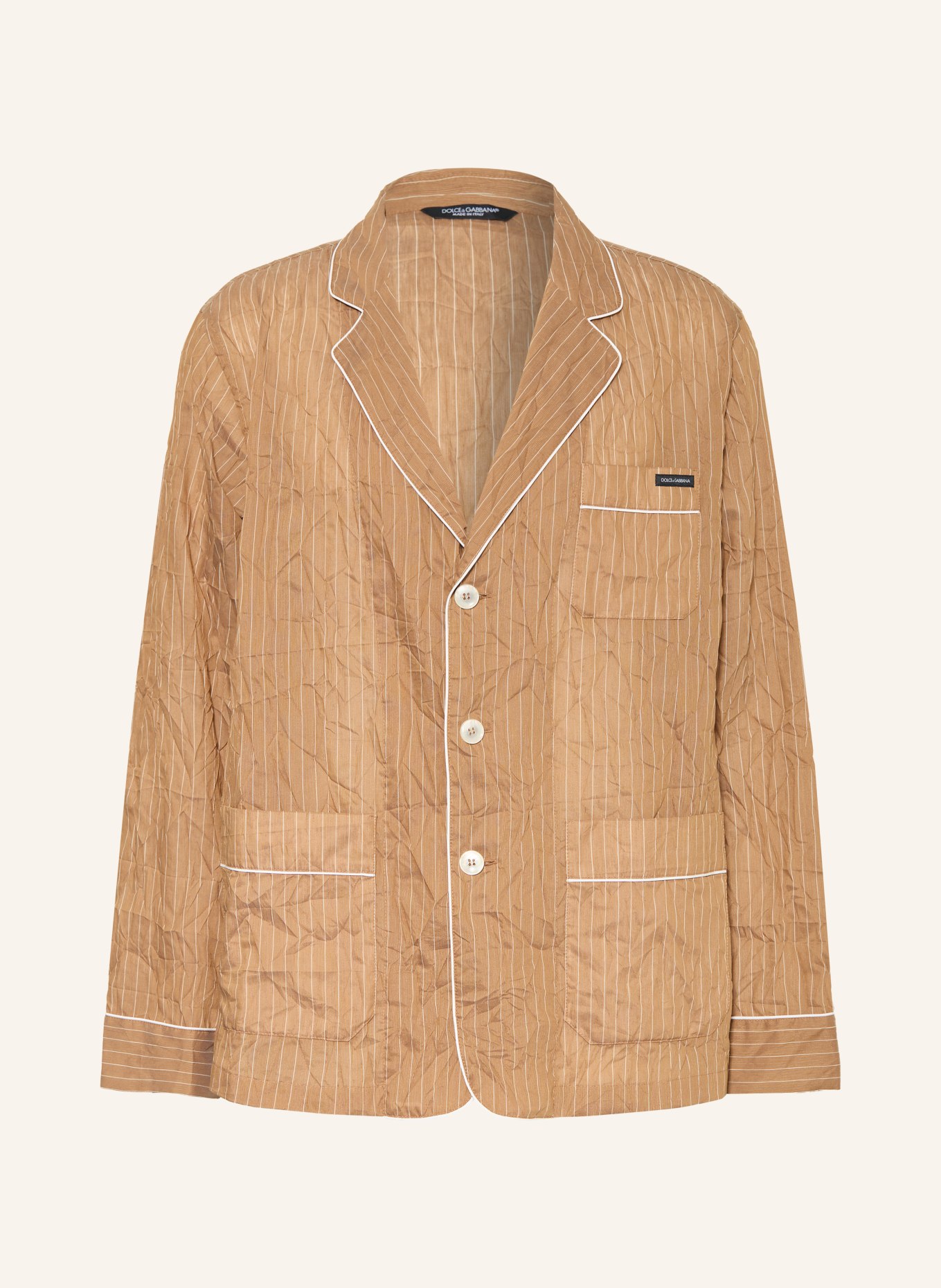 DOLCE & GABBANA Sakko Regular Fit mit Leinen: BRAUN / CREME