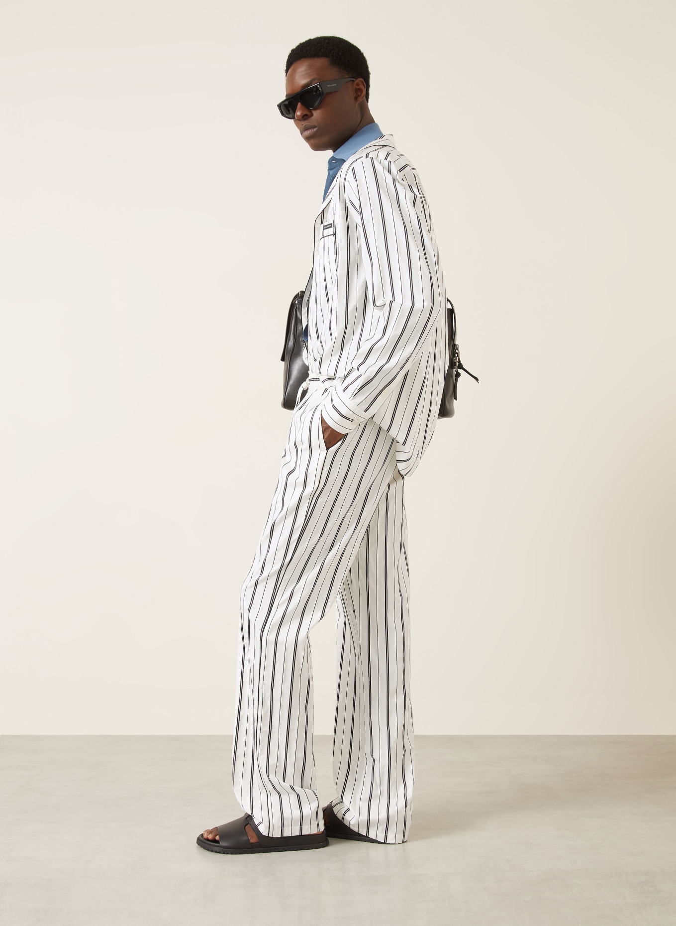 DOLCE & GABBANA Chino Regular Fit: KRÉMOVÁ / ČERNÁ