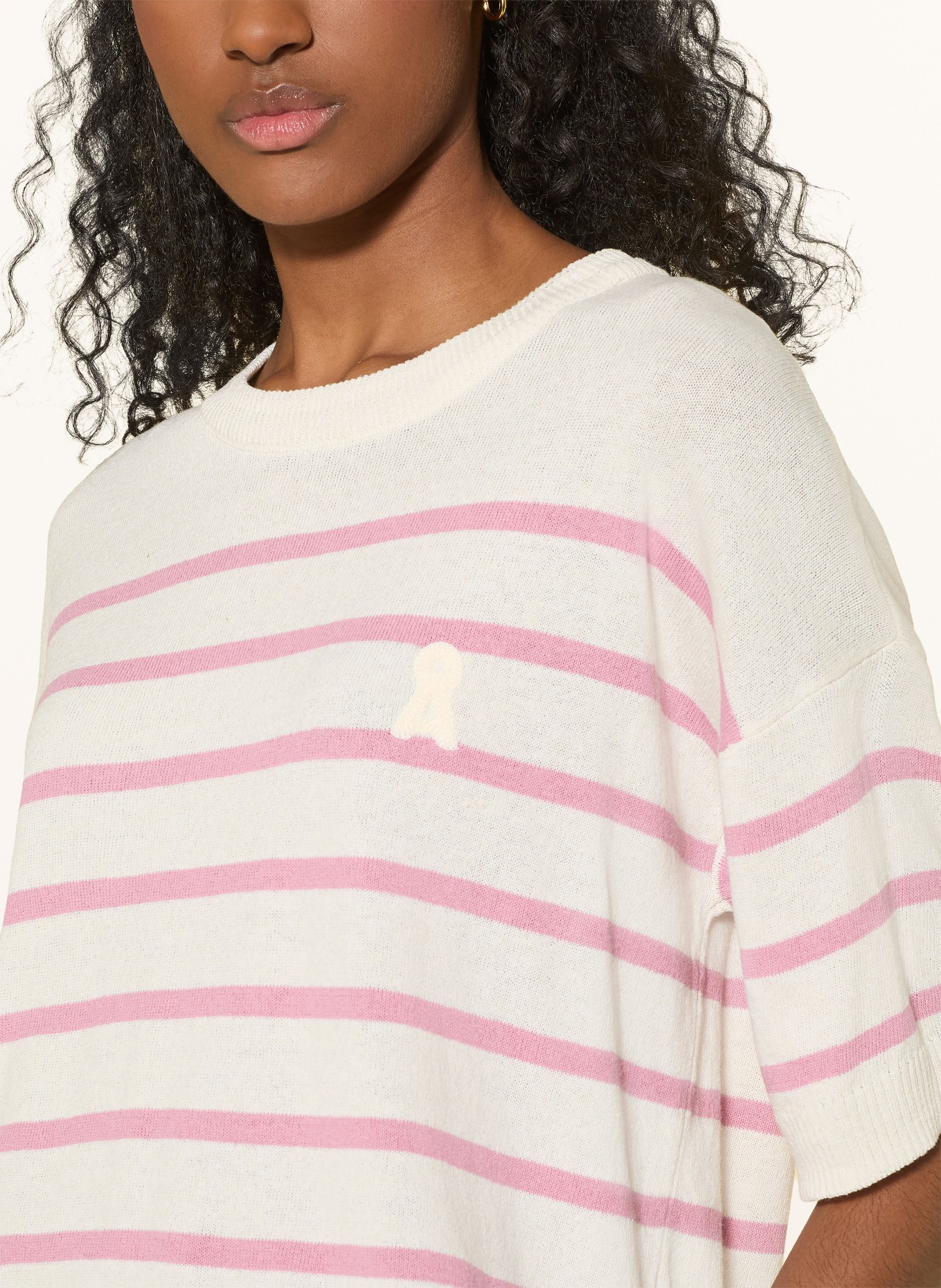ARMEDANGELS T-shirt en maille avec lin: ROSE / CRÈME