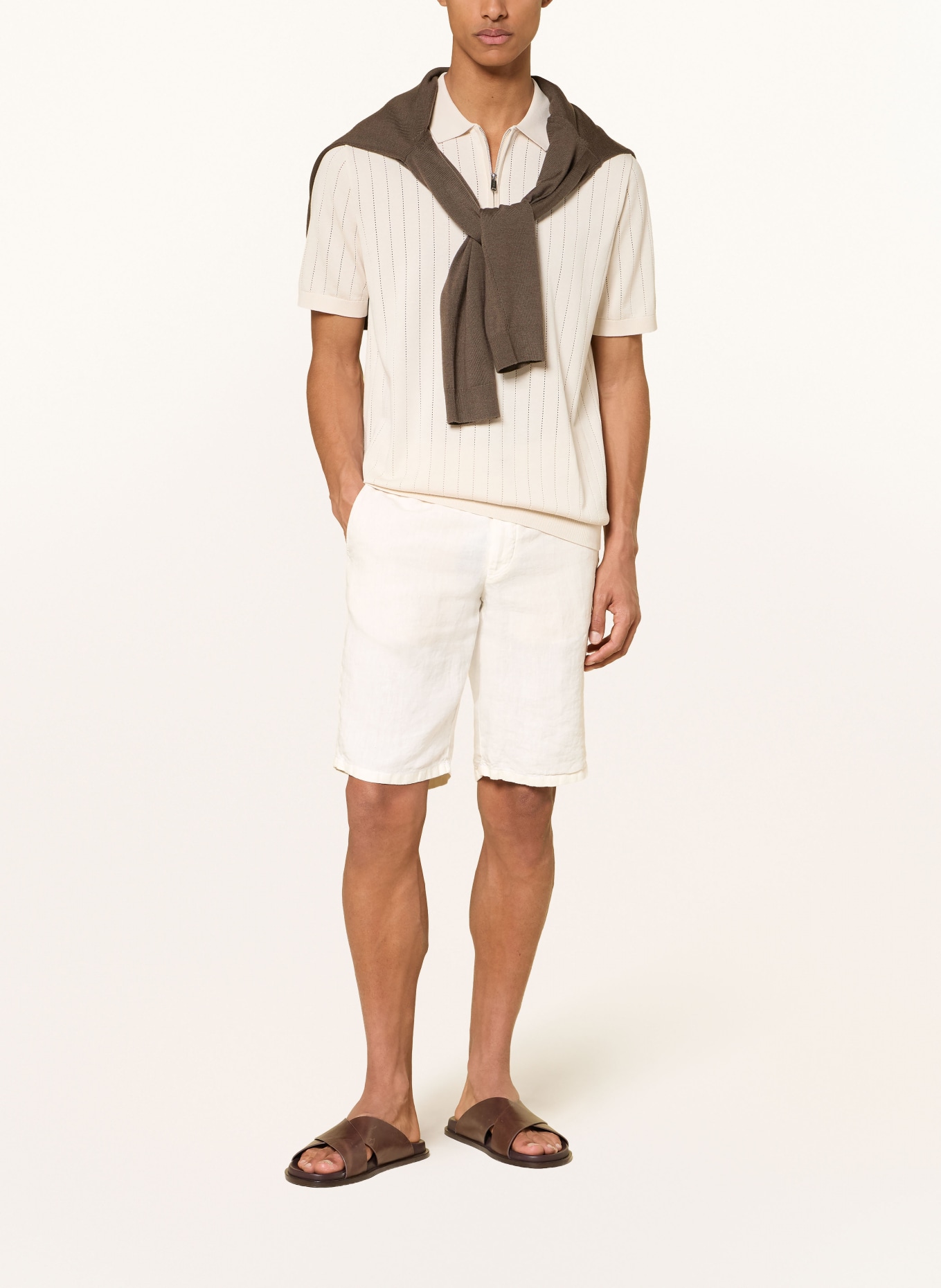 HILTL PARMINO chino-short van linnen: ECRU