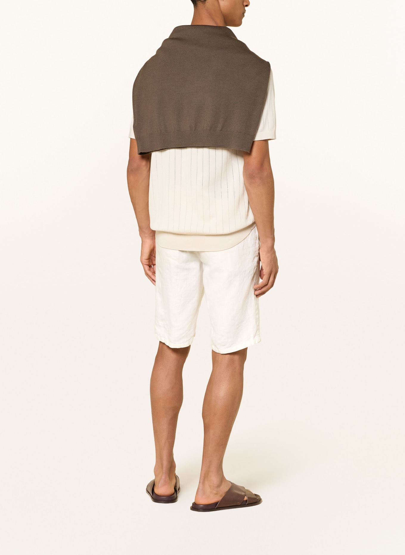 HILTL PARMINO chino-short van linnen: ECRU