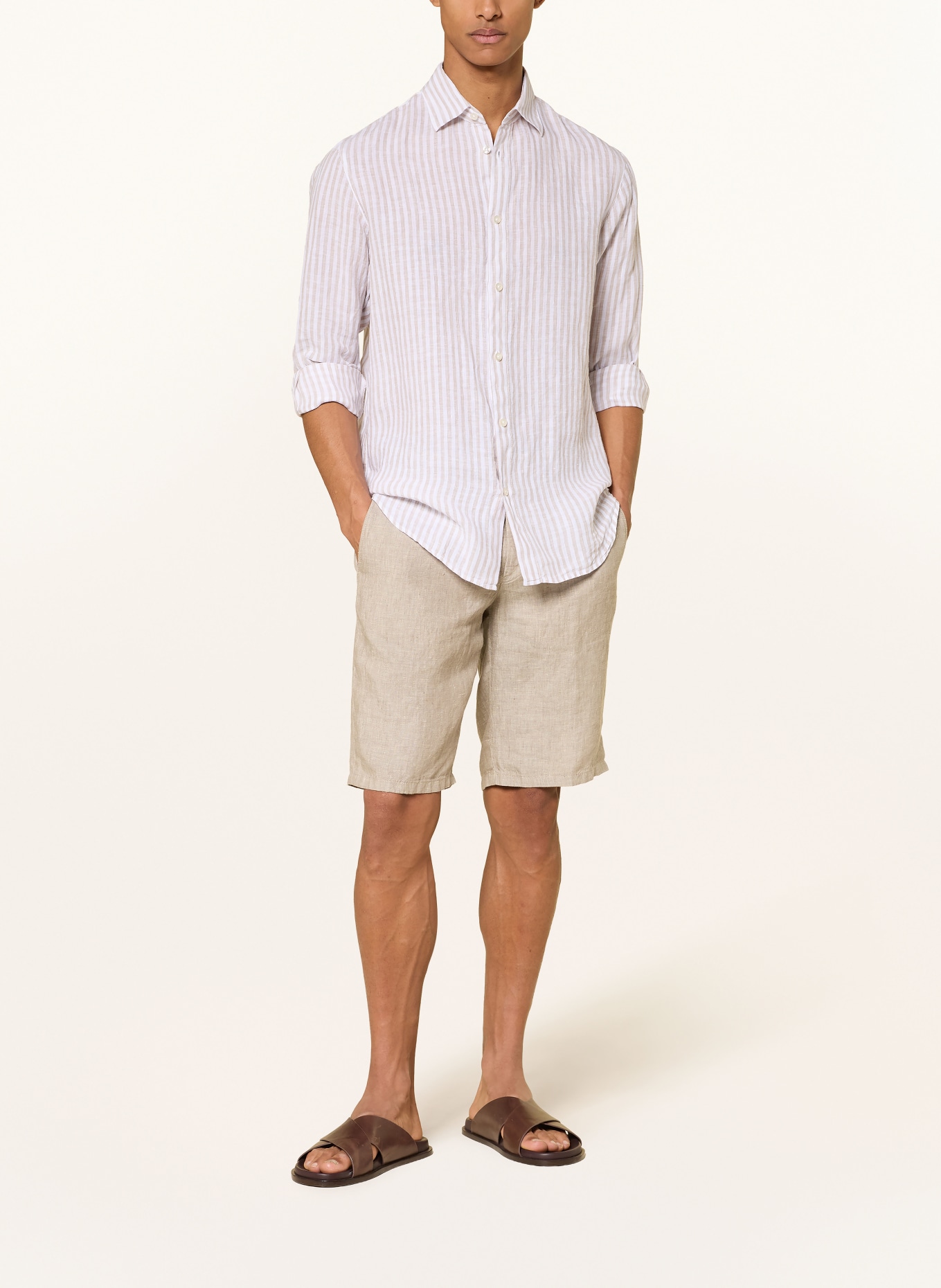 HILTL PARMINO chino-short van linnen: BEIGE