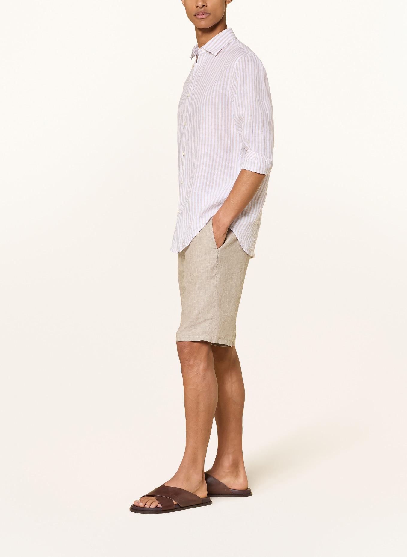 HILTL PARMINO chino-short van linnen: BEIGE