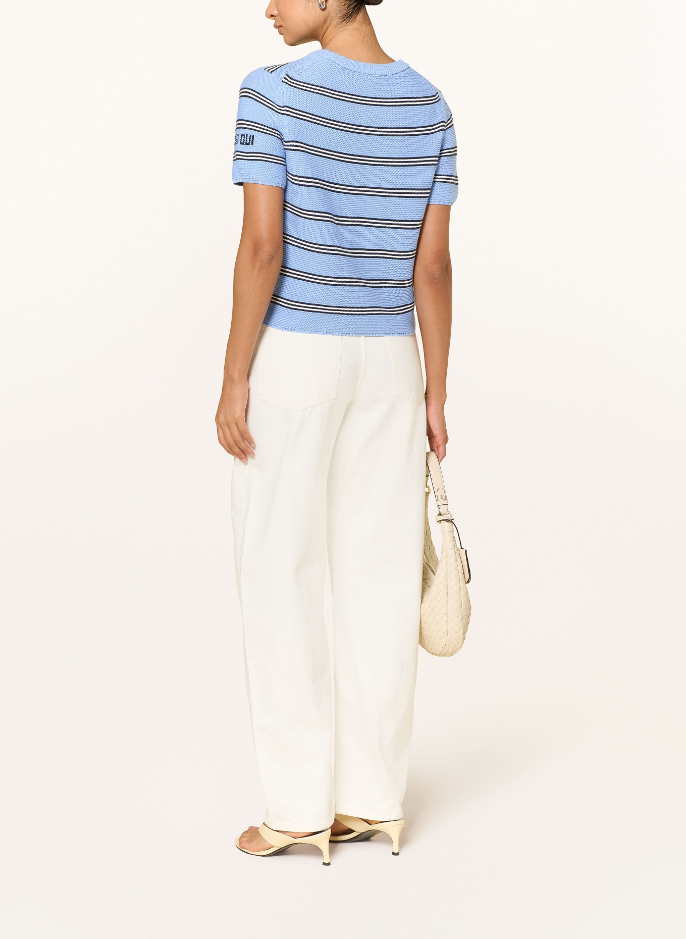oui Knit shirt: LIGHT BLUE / DARK BLUE / WHITE