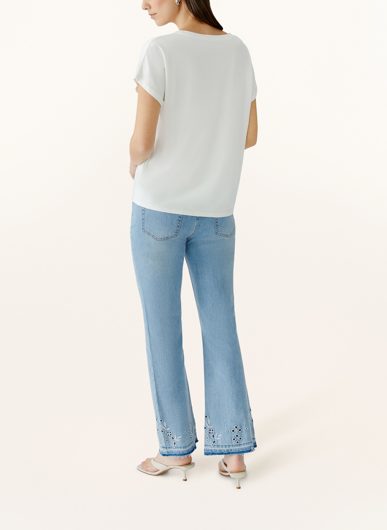 oui T-shirt avec strass: BLANC / JAUNE / TURQUOISE