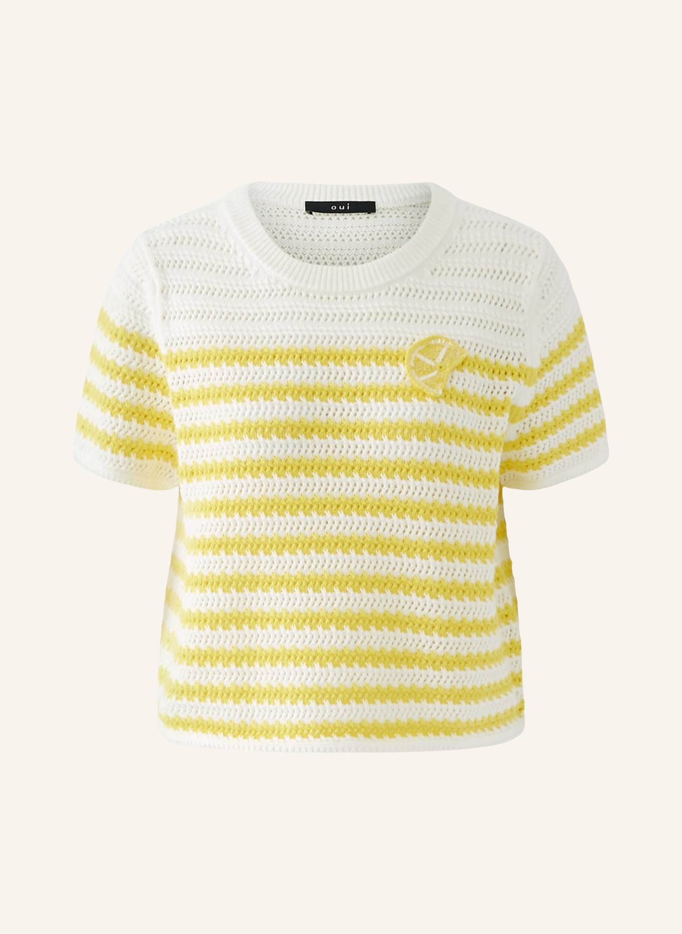oui Knit shirt with sequins: WHITE / YELLOW