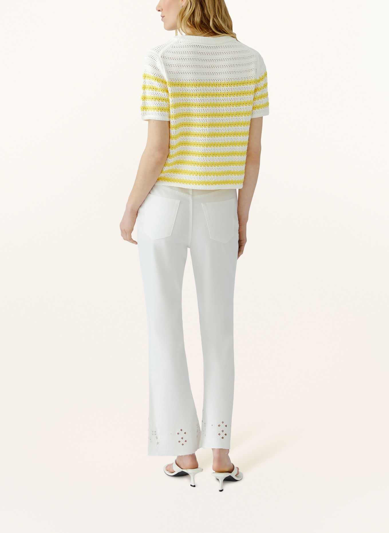 oui Knit shirt with sequins: WHITE / YELLOW