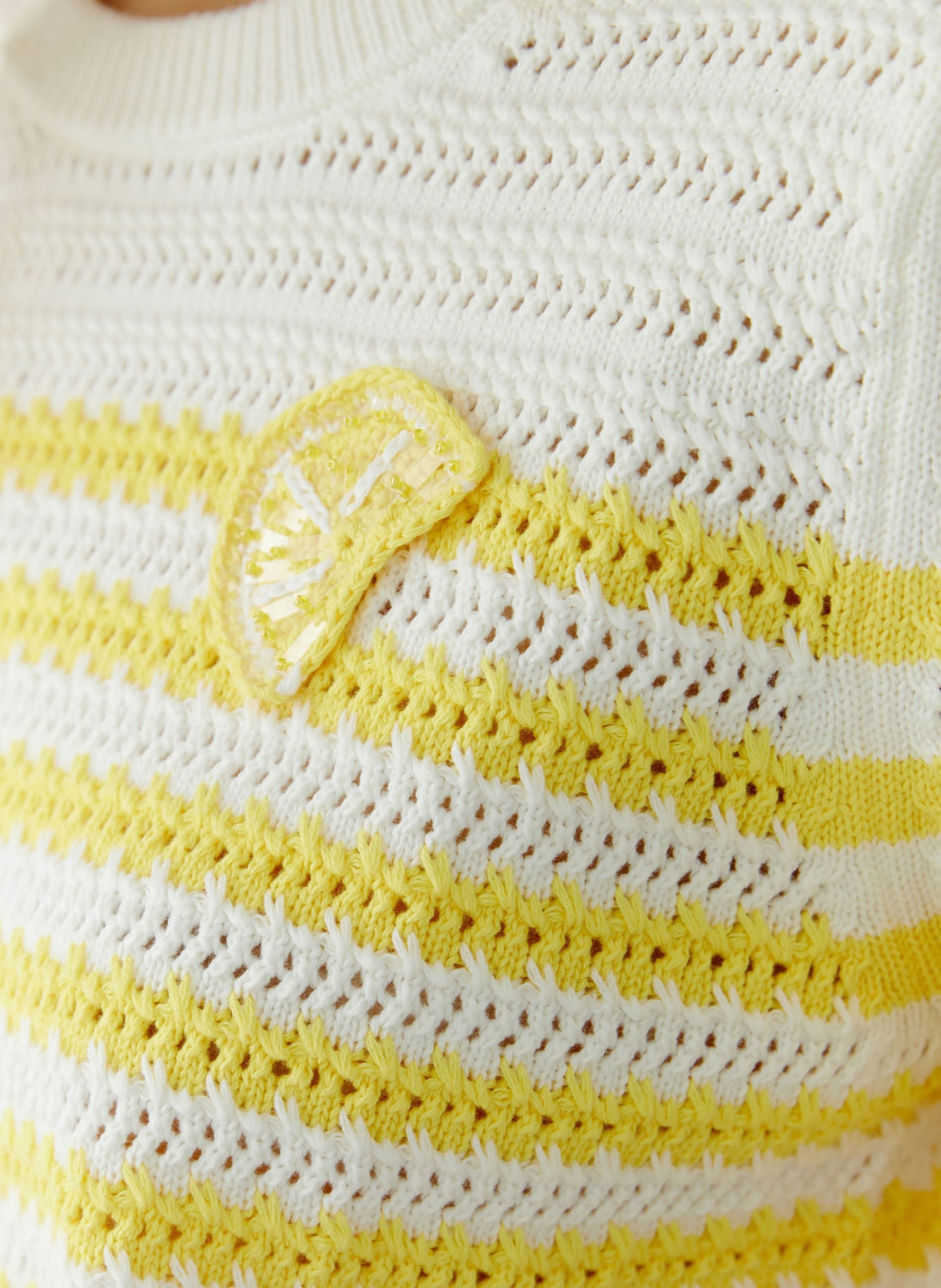 oui Knit shirt with sequins: WHITE / YELLOW