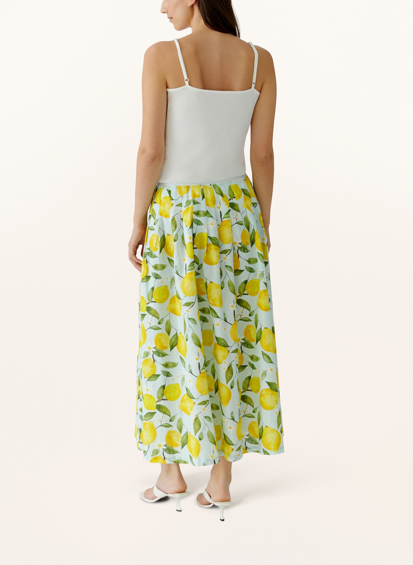 oui Pleated skirt with linen and glitter thread: GREEN / YELLOW / TURQUOISE