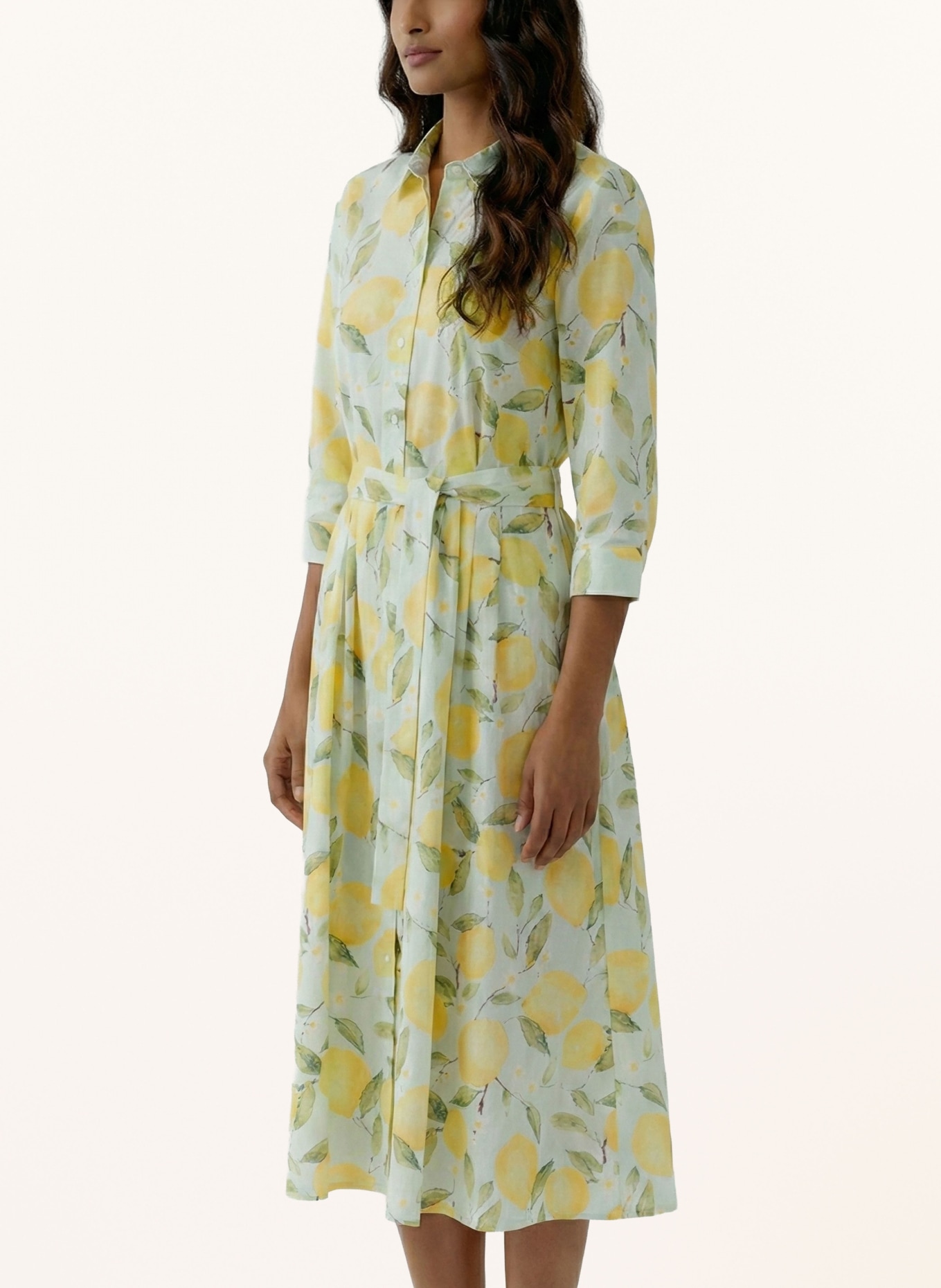 oui Hemdblusenkleid mit 3/4-Arm: HELLGRÜN / GELB / GRÜN