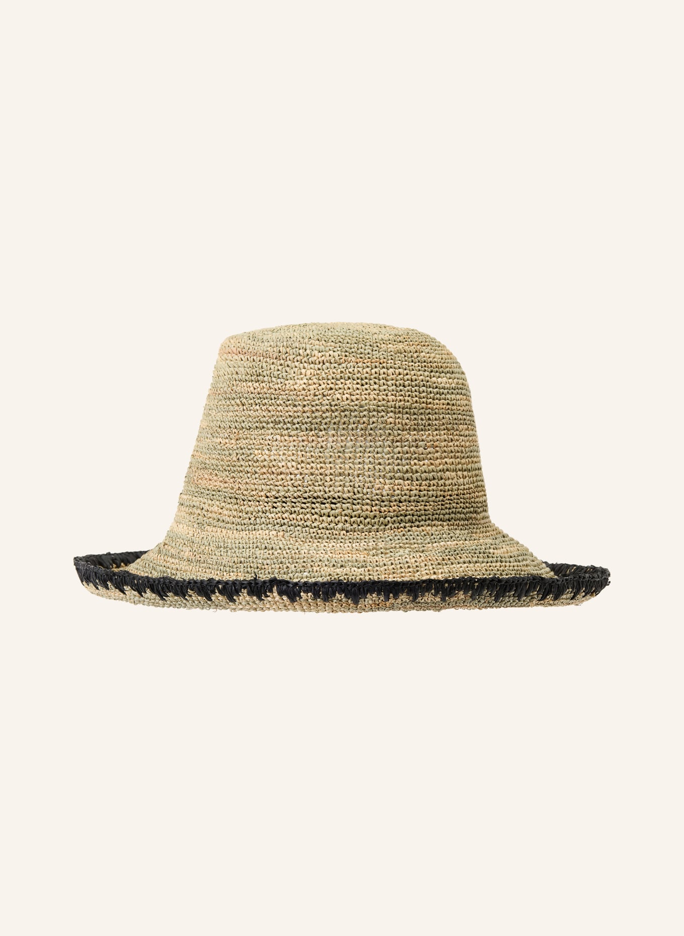 SEEBERGER BOLERO Straw Hat: BEIGE / BLACK