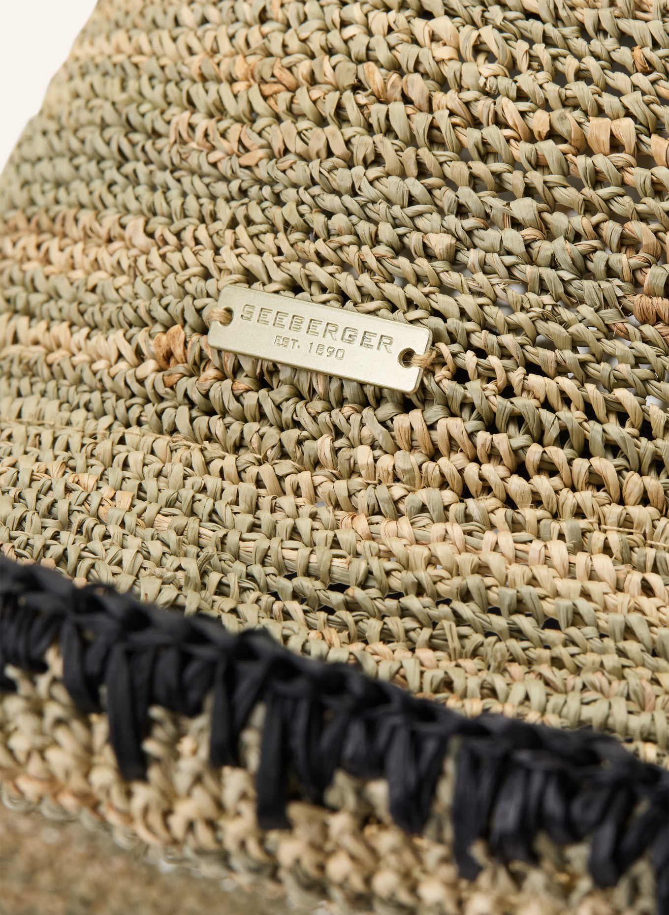 SEEBERGER BOLERO Straw Hat: BEIGE / BLACK
