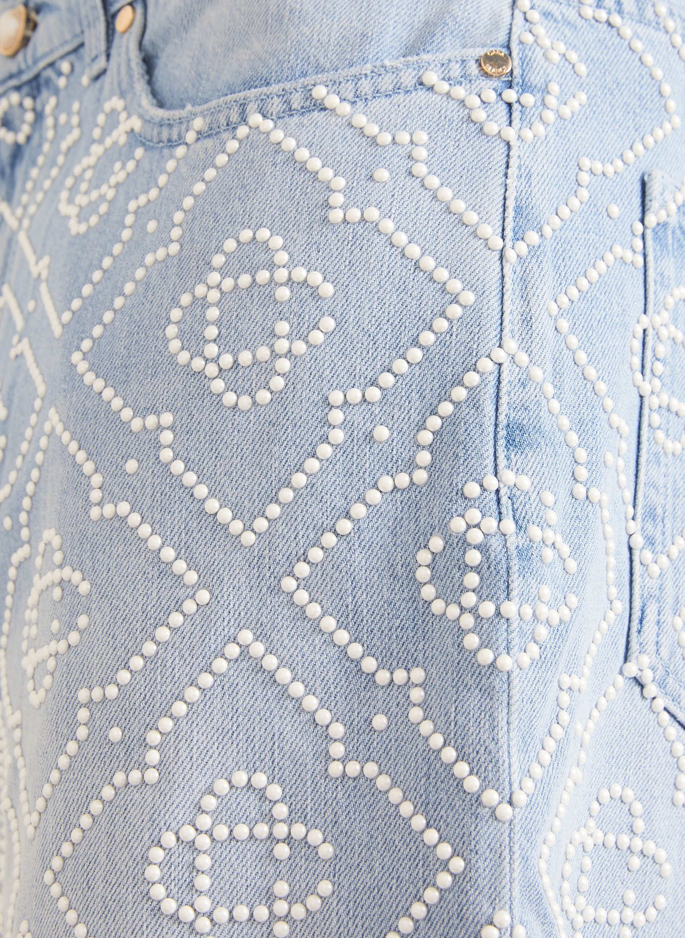 Casablanca Jeansshorts met sieradenparels: PEARL MONOGRAM