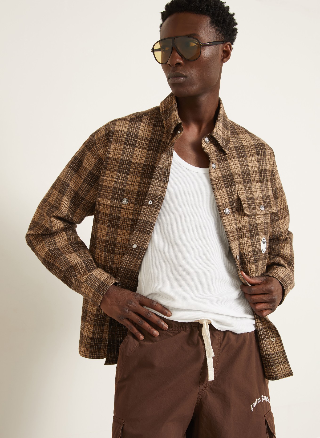 Palm Angels Overshirt: HELLBRAUN / DUNKELBRAUN