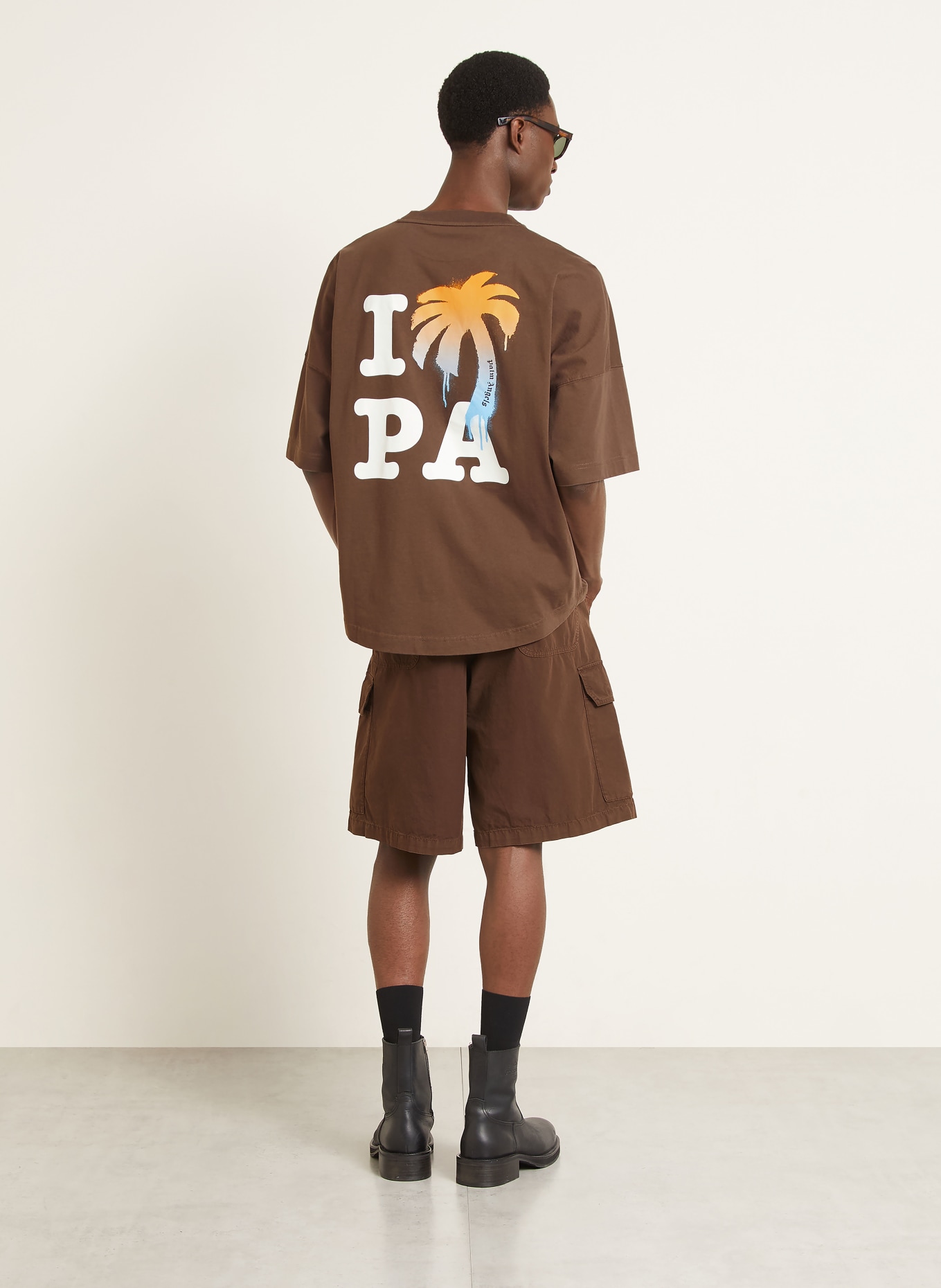 Palm Angels T-Shirt: BRAUN / ORANGE / WEISS
