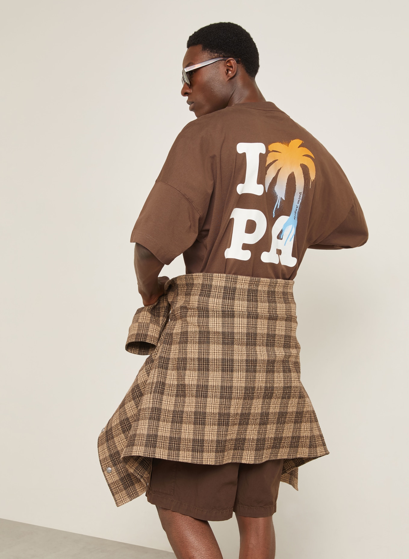 Palm Angels T-Shirt: BRAUN / ORANGE / WEISS