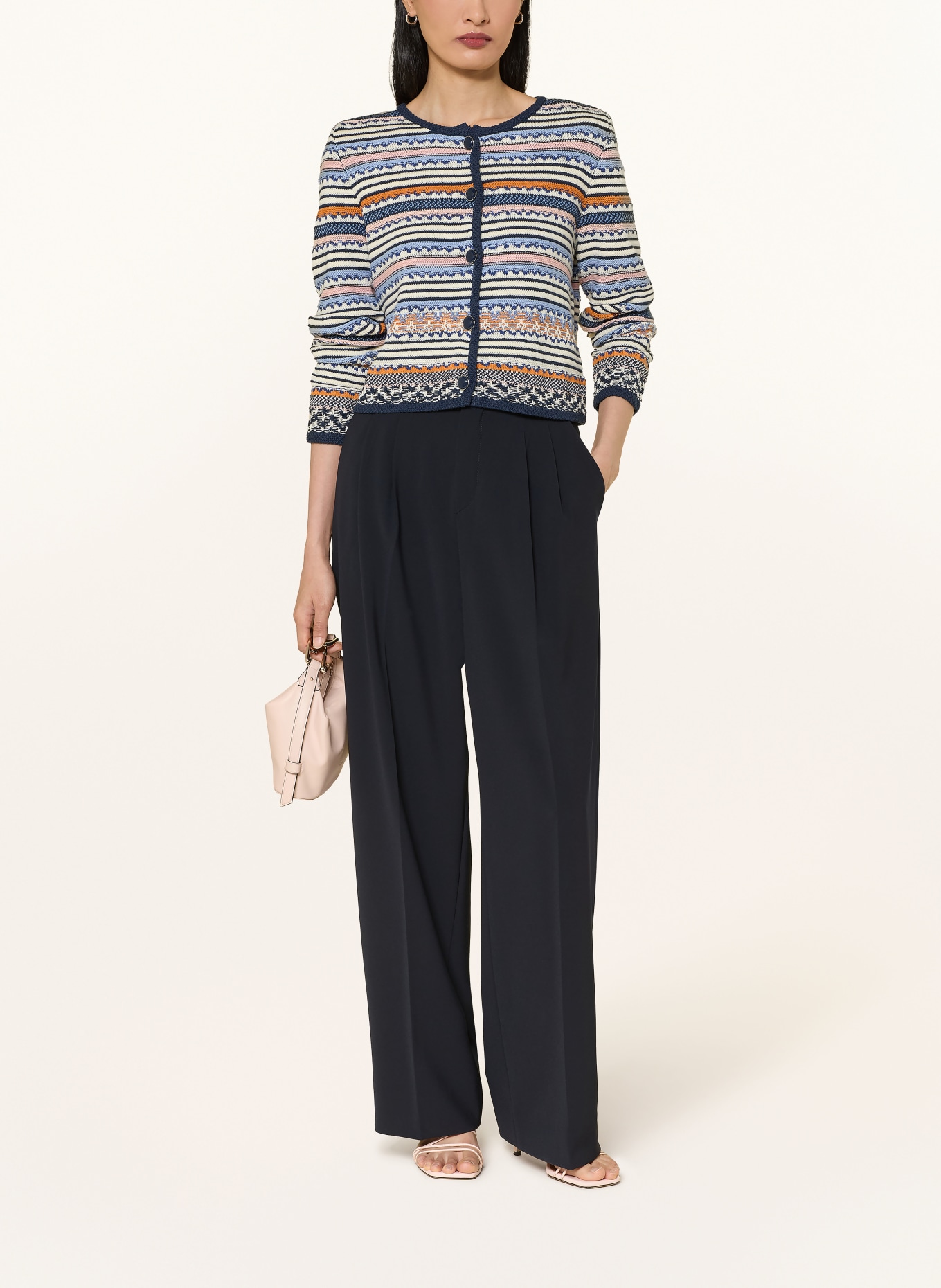 oui Cardigan: ALBASTRU ÎNCHIS / PORTOCALIU / ALB