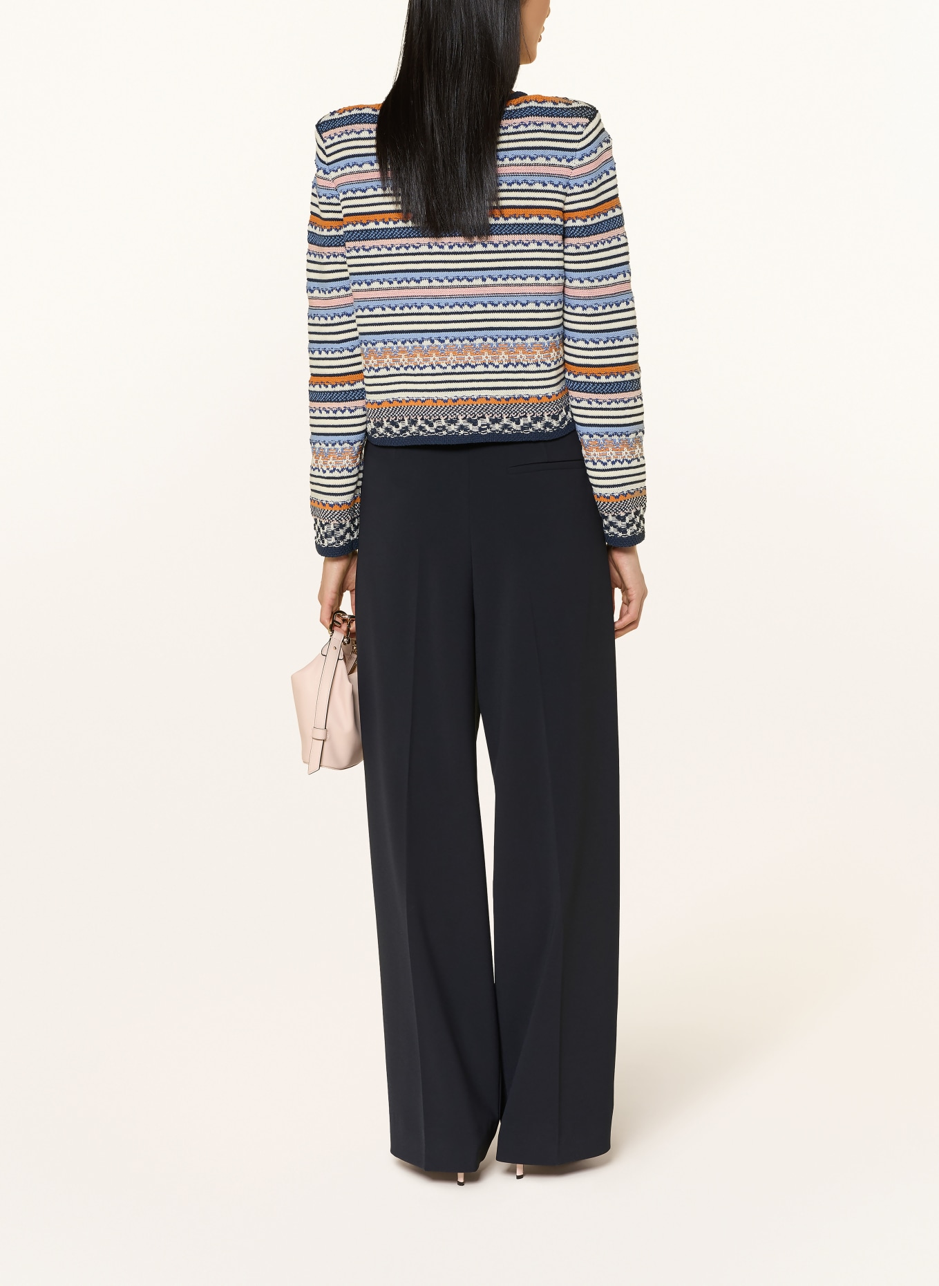 oui Cardigan: ALBASTRU ÎNCHIS / PORTOCALIU / ALB