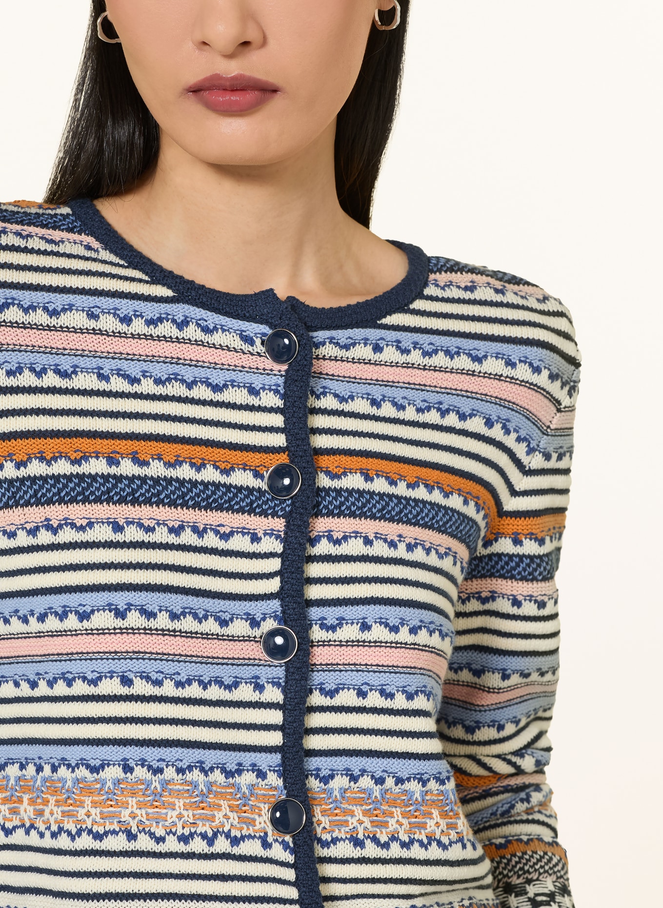 oui Cardigan: ALBASTRU ÎNCHIS / PORTOCALIU / ALB