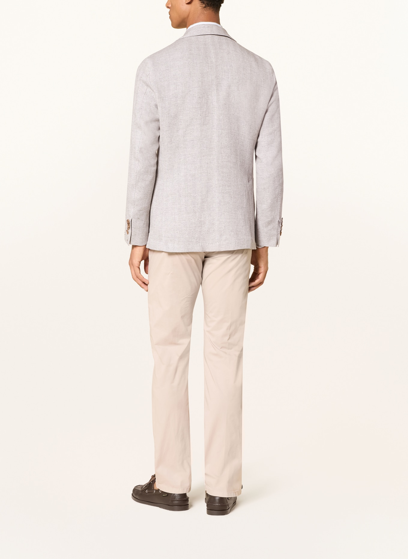 windsor. Veste GIORNO coupe ajustée en lin: GRIS / BLANC