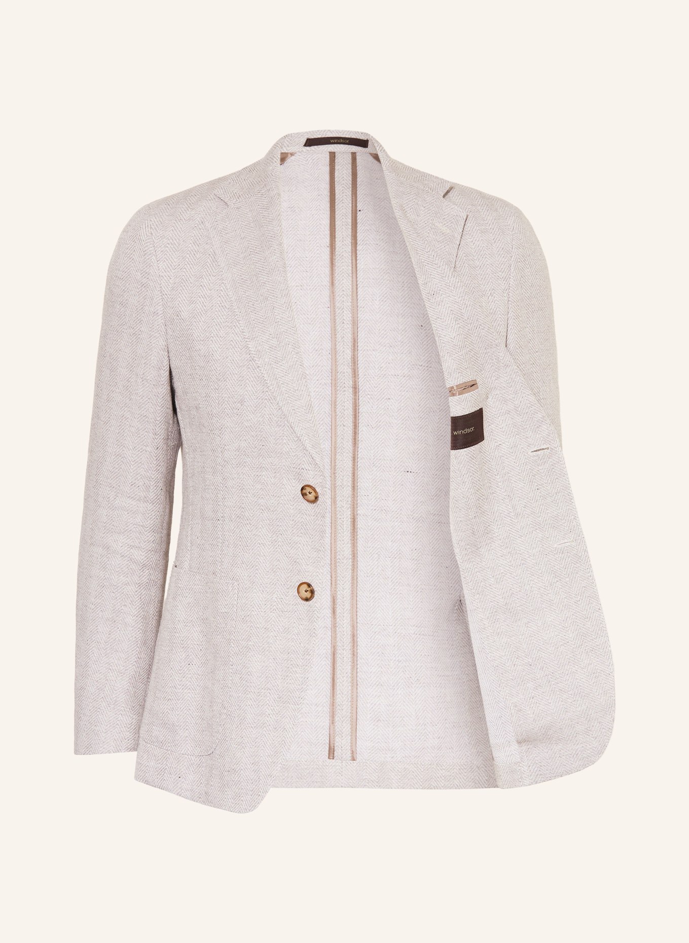 windsor. Veste GIORNO coupe ajustée en lin: GRIS / BLANC