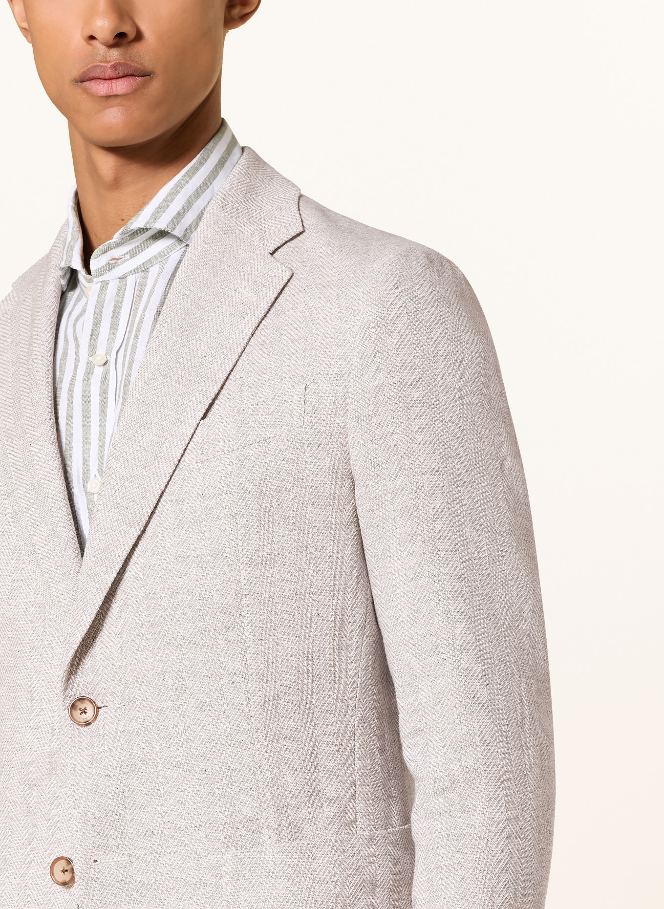 windsor. Veste GIORNO coupe ajustée en lin: GRIS / BLANC