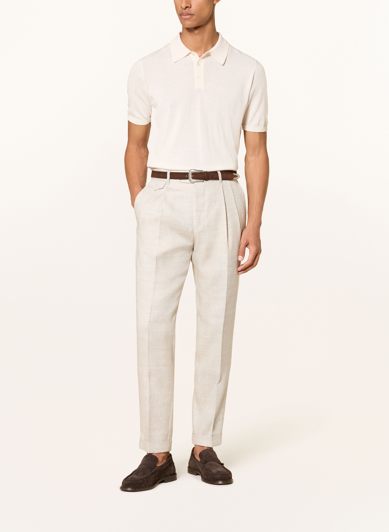windsor. Pantalon de costume SAPO Slim Fit en lin: 260 Medium Beige 260