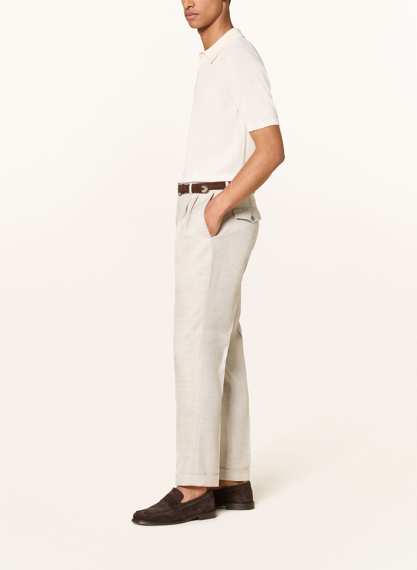 windsor. Pantalon de costume SAPO Slim Fit en lin: 260 Medium Beige 260