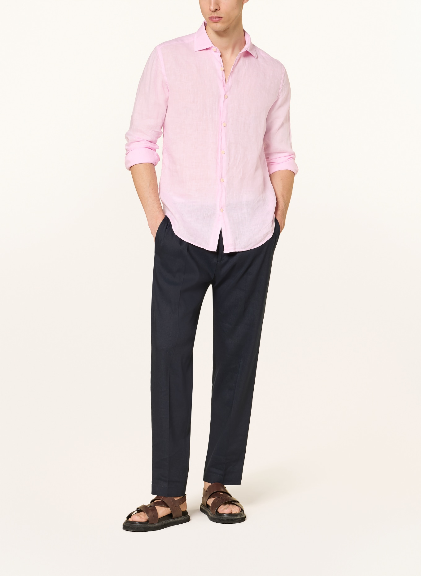 MC2 SAINT BARTH PAMPLONA Comfort Fit linen resort shirt: LIGHT PINK