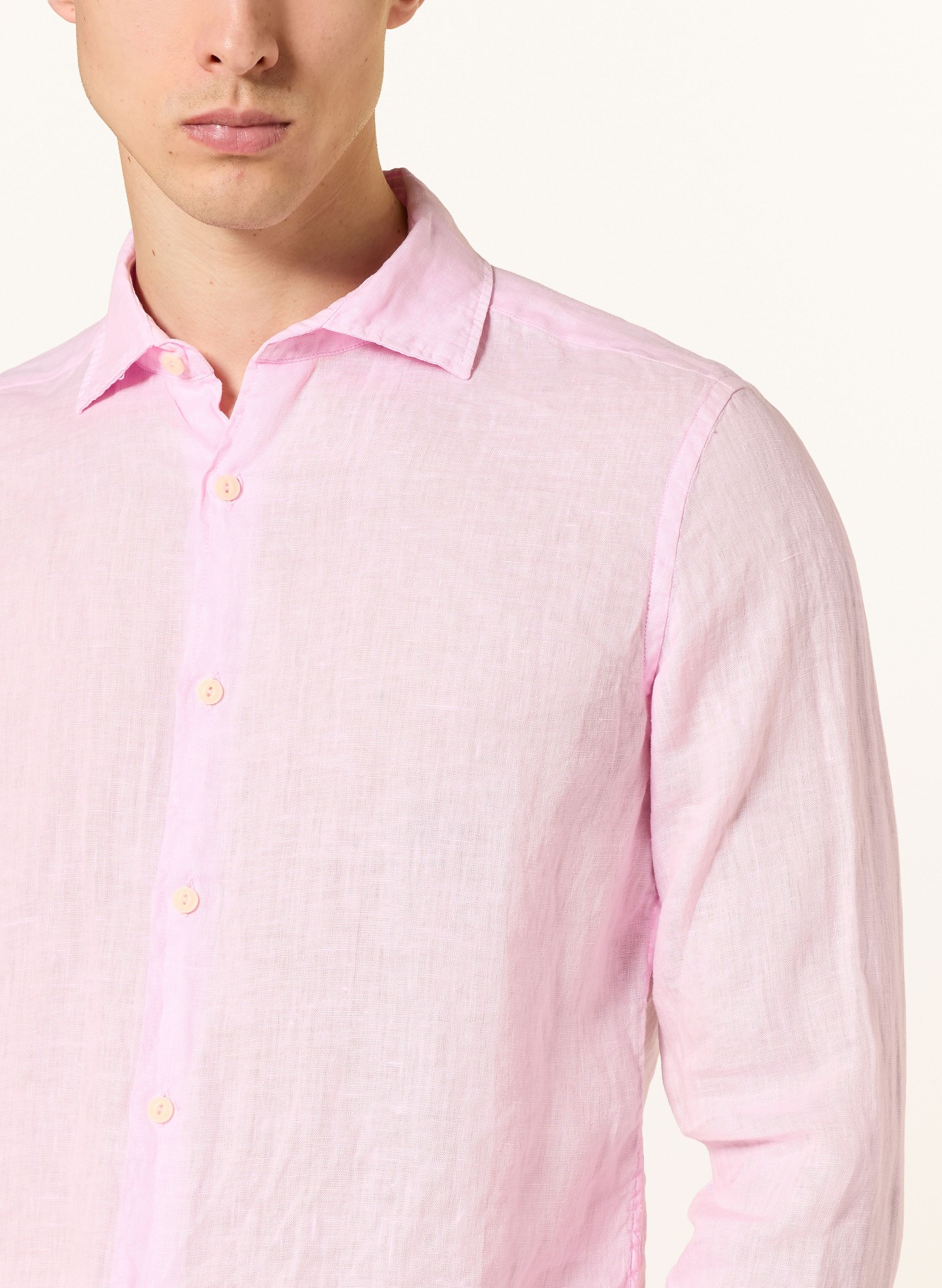 MC2 SAINT BARTH PAMPLONA Comfort Fit linen resort shirt: LIGHT PINK