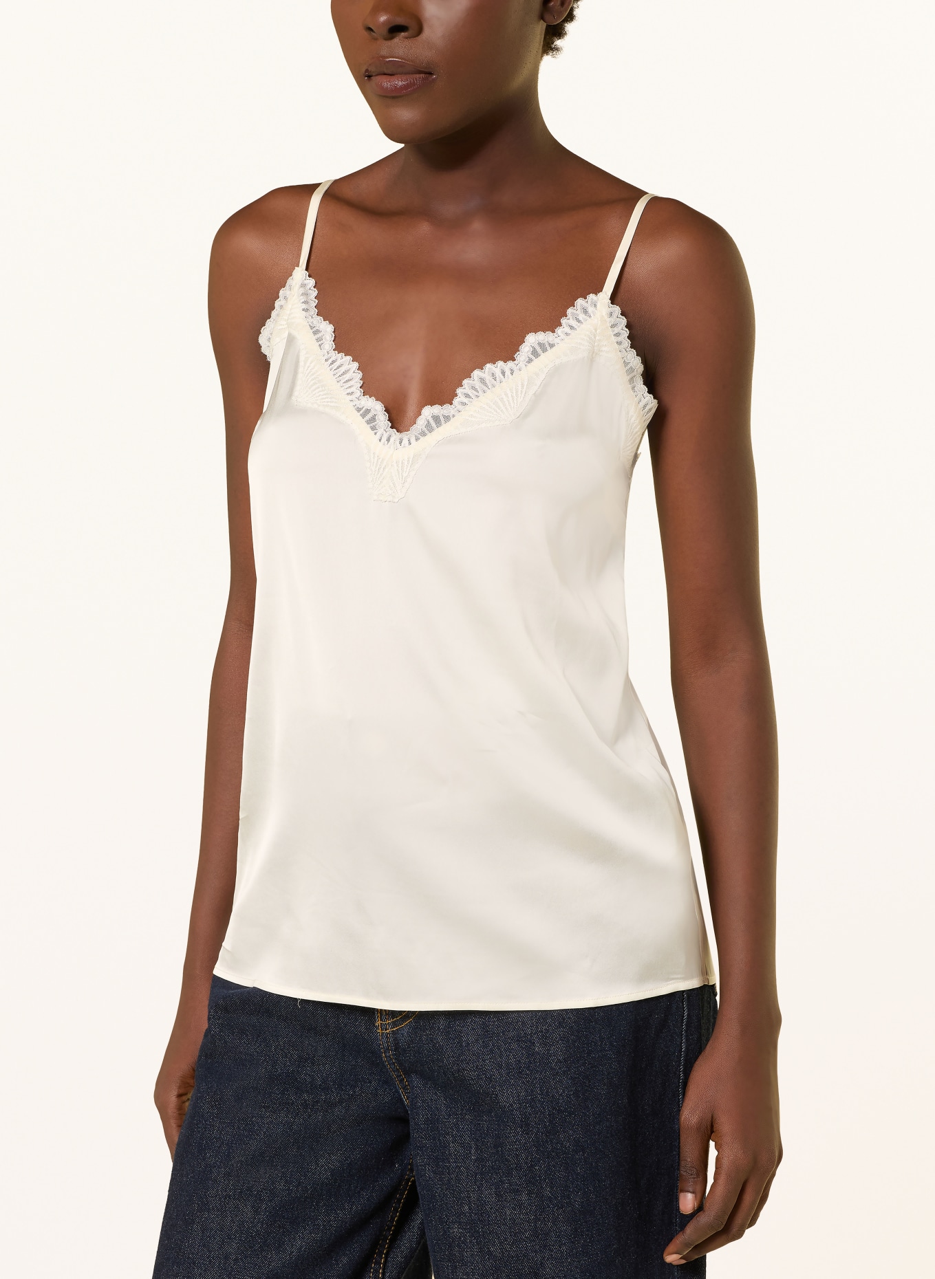 rosemunde PENELOPE satin top with lace: CREAM